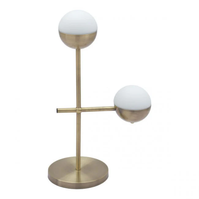 Brass & Frosted Glass Mid-Century Office Table Lamp - Image 4