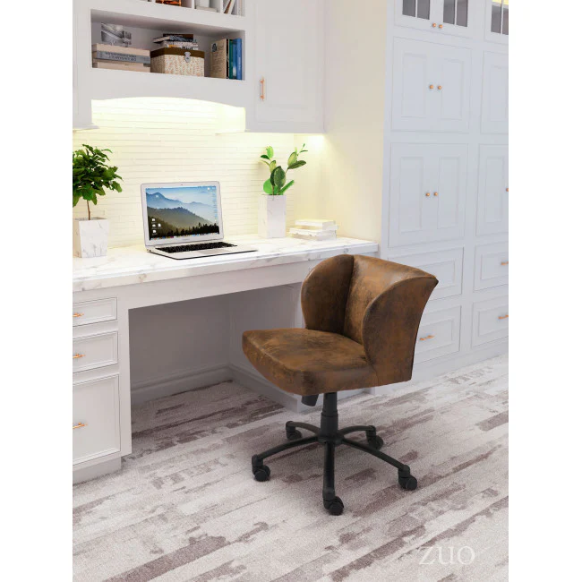 Distressed Brown Cushioned Office Chair - Image 5