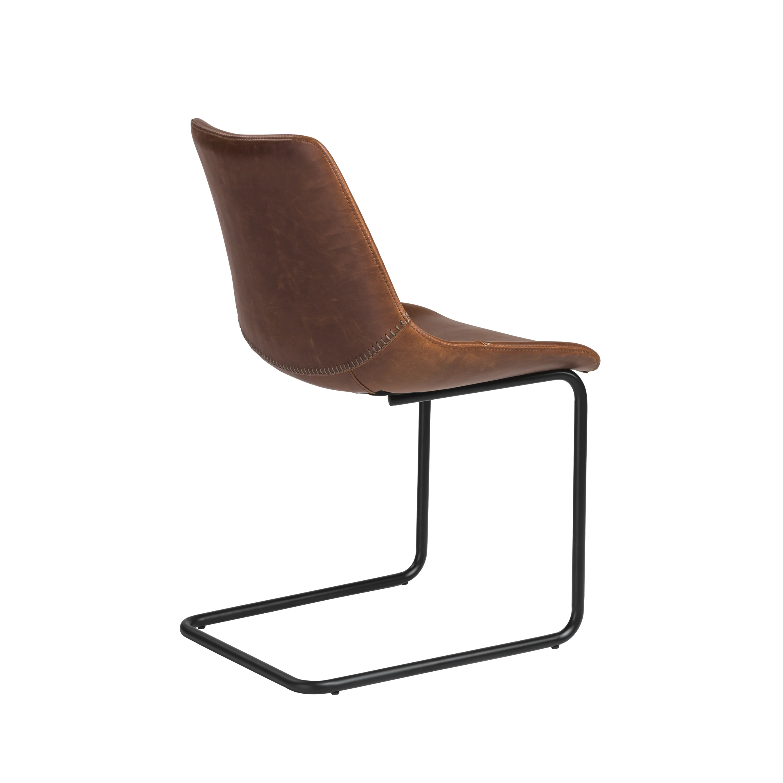 Brown Leatherette Guest or Conference Chairs with Baseball Stitching (Set of 2) - Image 4