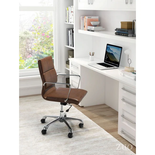 Handsome Brown Leatherette Rolling Office Chair - Image 6