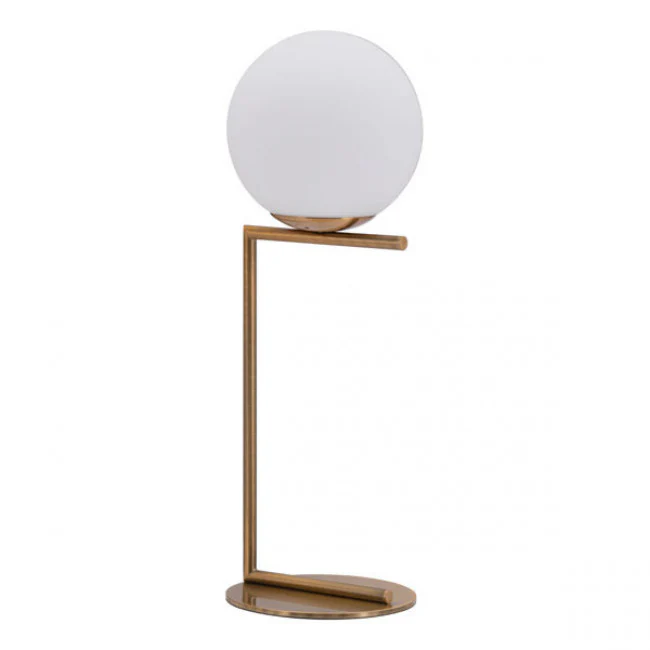 Brushed Brass Minimalist Globe-Style Desk Lamp - Image 3