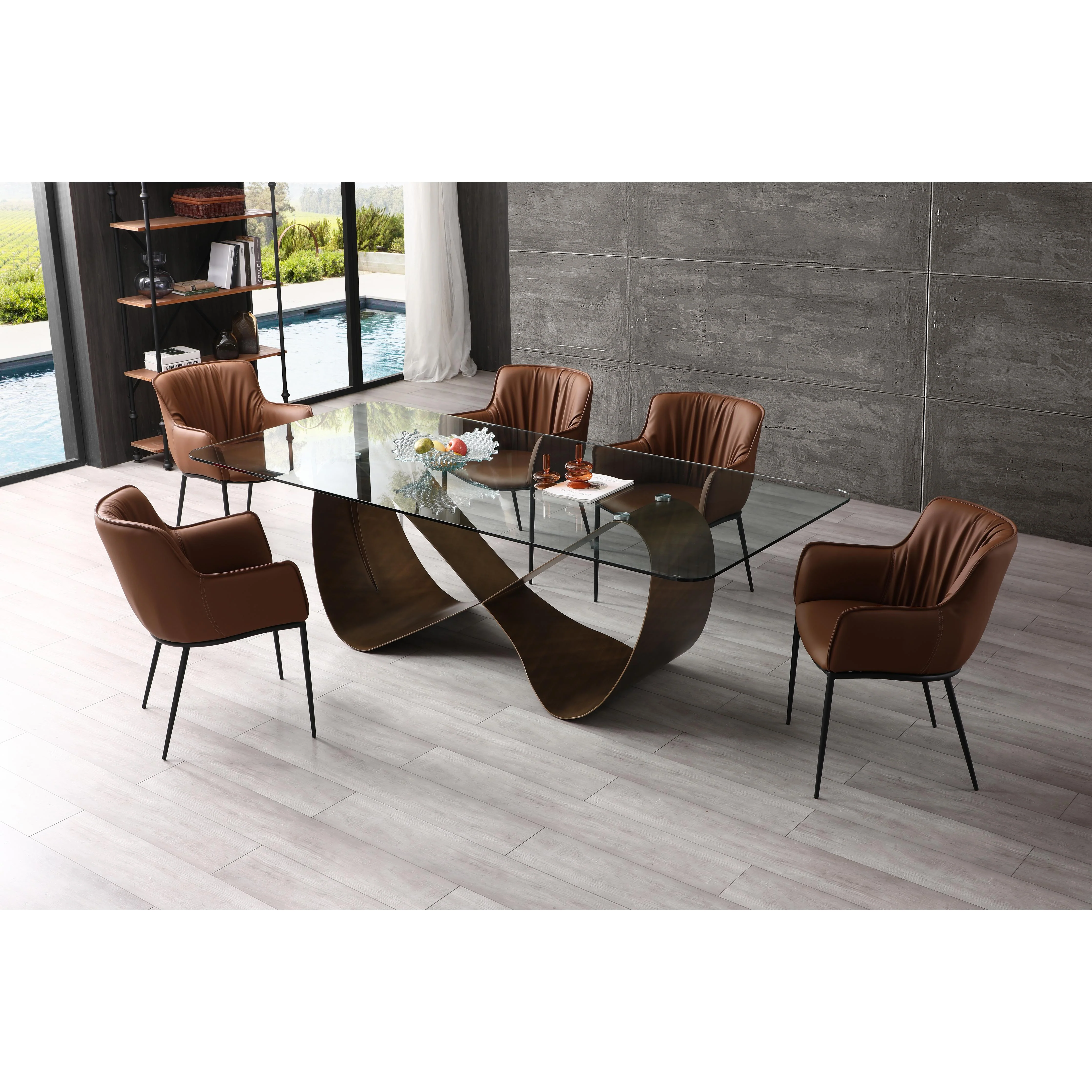 Brushed Bronze 94" Conference Table with Tempered Glass Top - Image 3