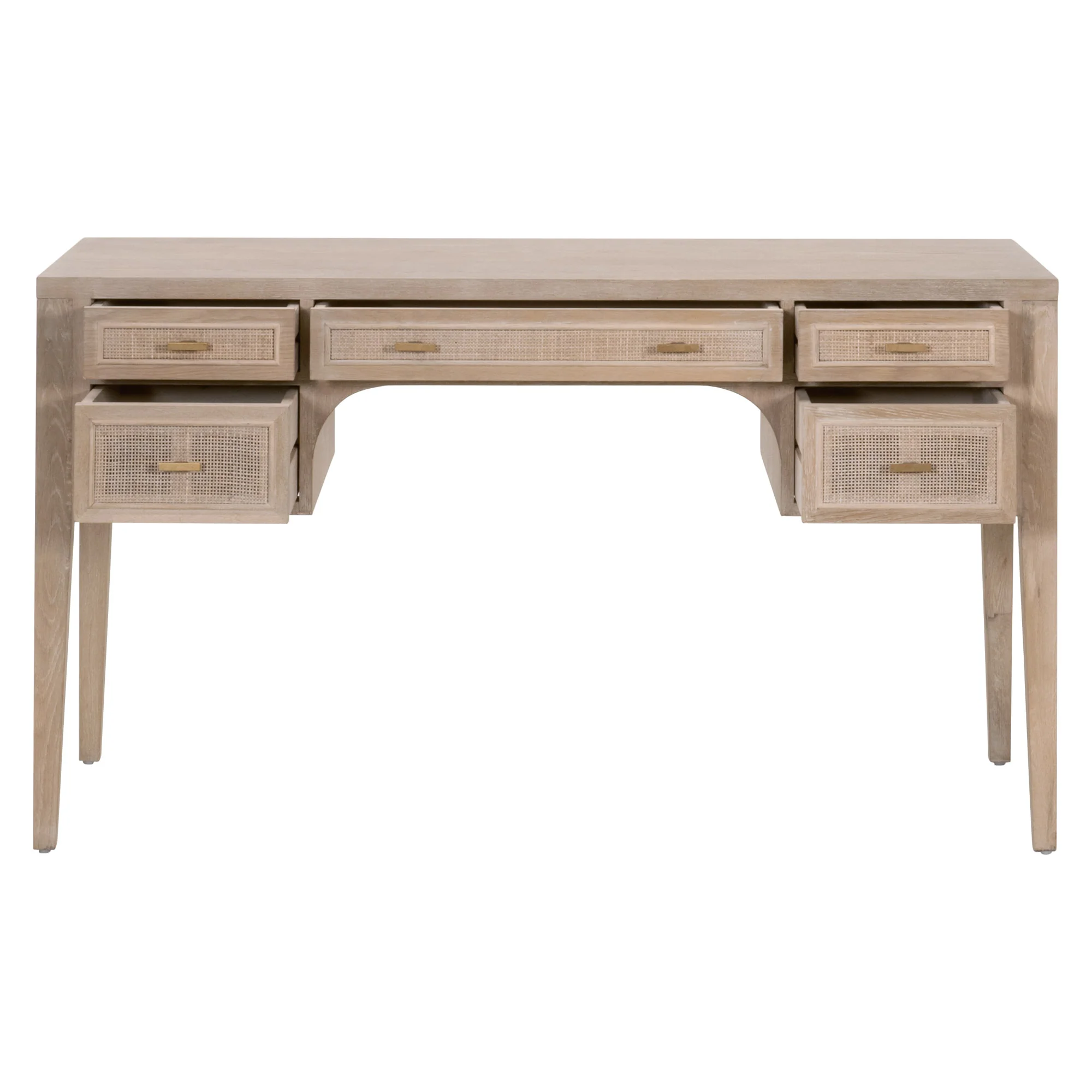 Modern Cane Inlay Bohemian 55" Office Desk - Image 3