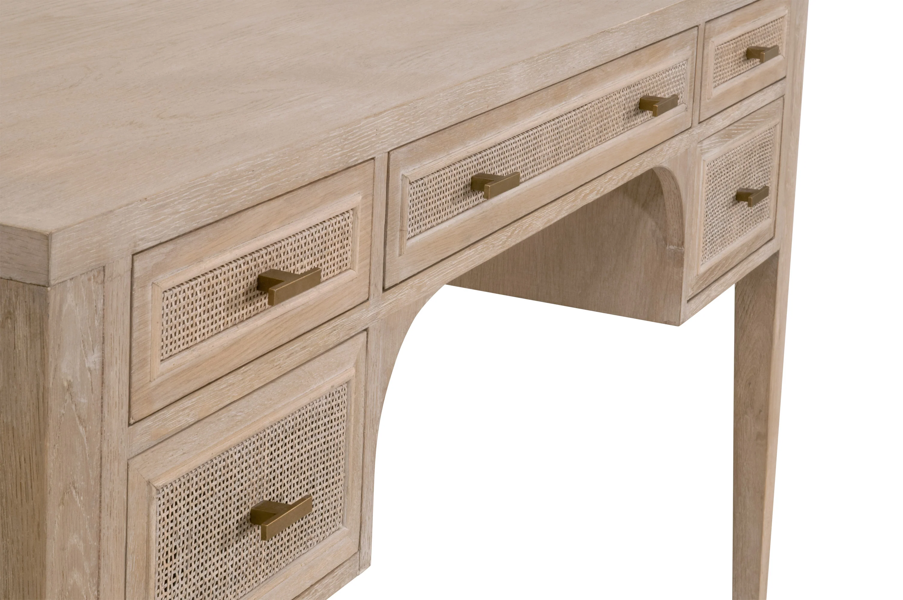 Modern Cane Inlay Bohemian 55" Office Desk - Image 4