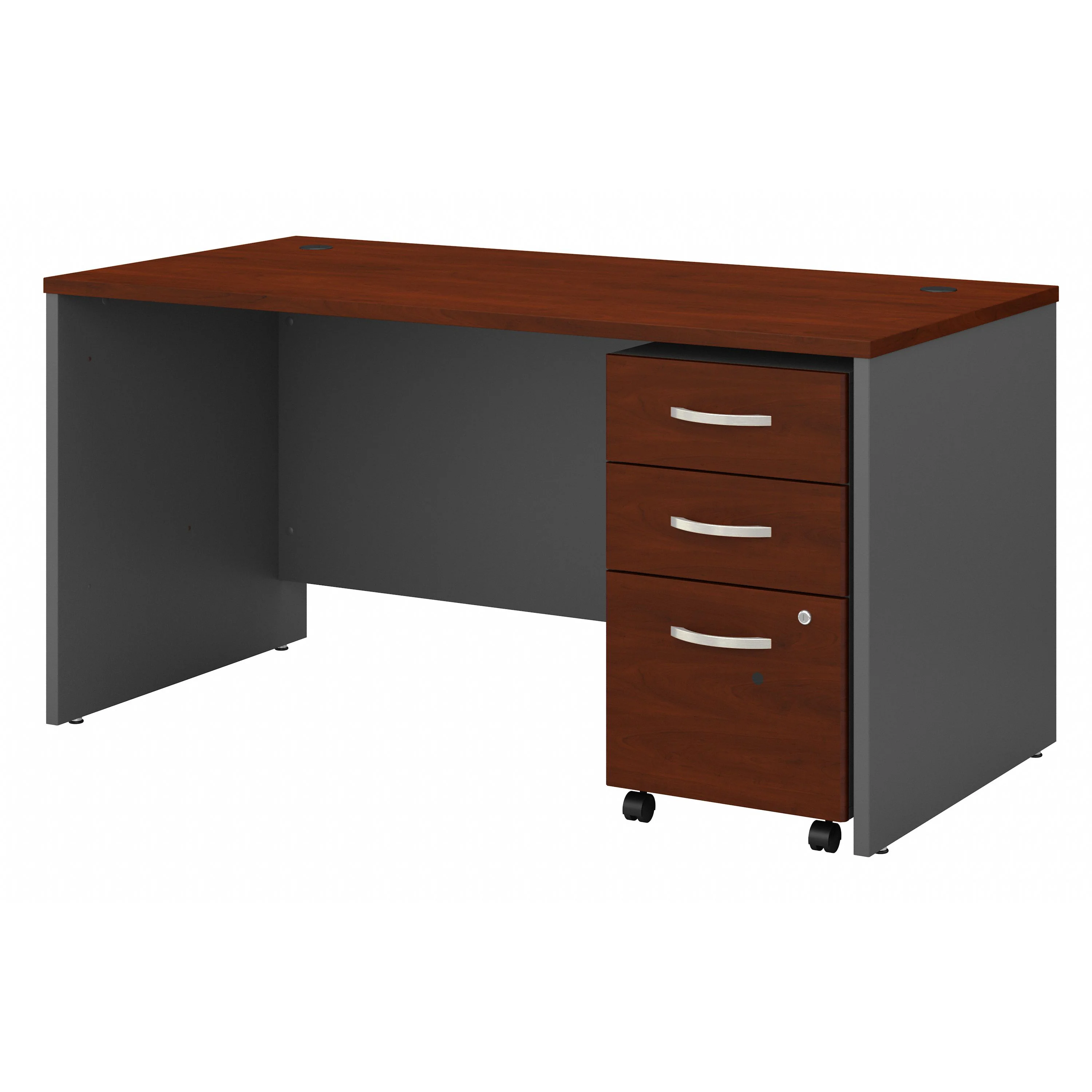 Cherry & Graphite Gray 60" Executive Desk with Mobile Pedestal - Image 2