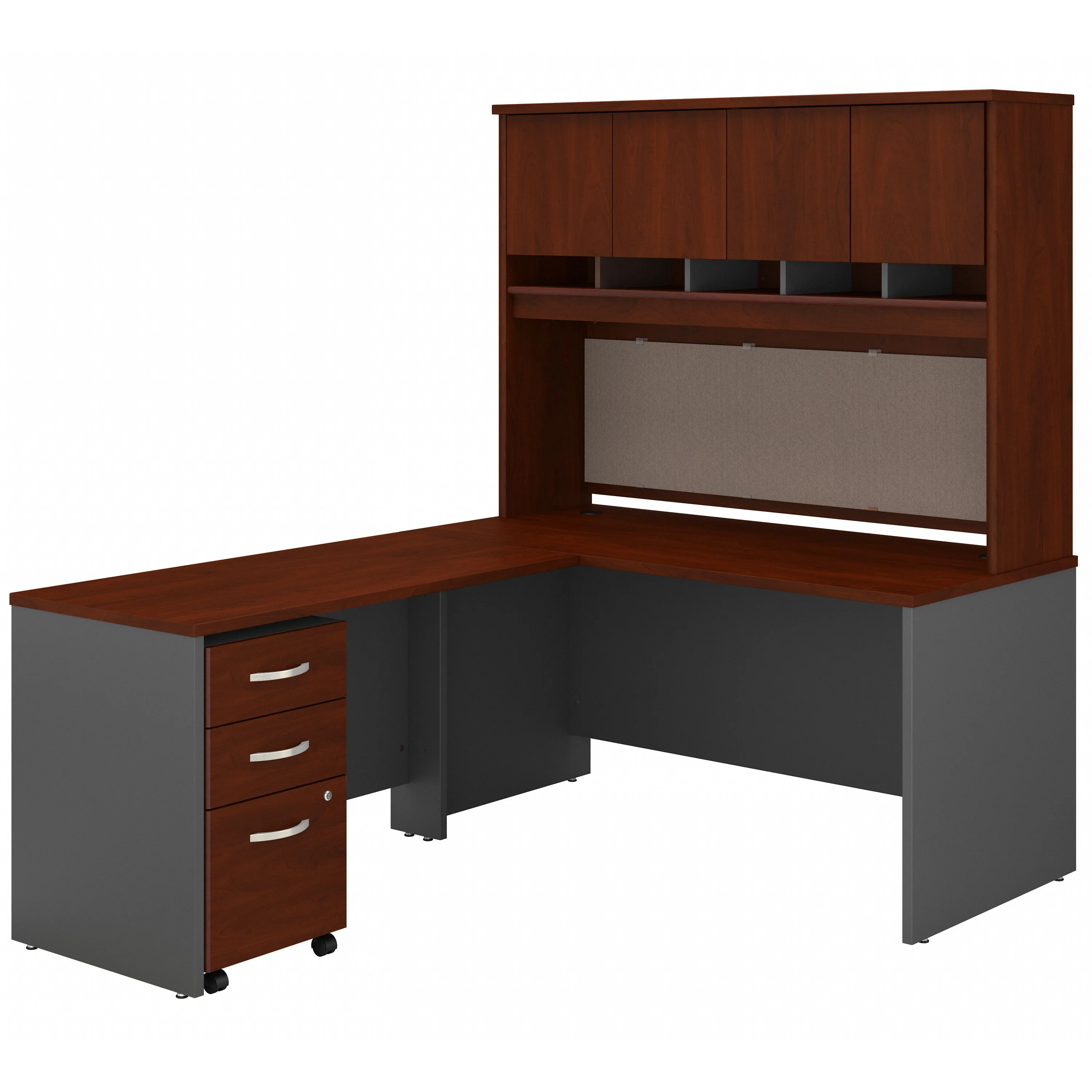 Cherry & Graphite Premium L-shaped Desk with Hutch & Mobile File - Image 2