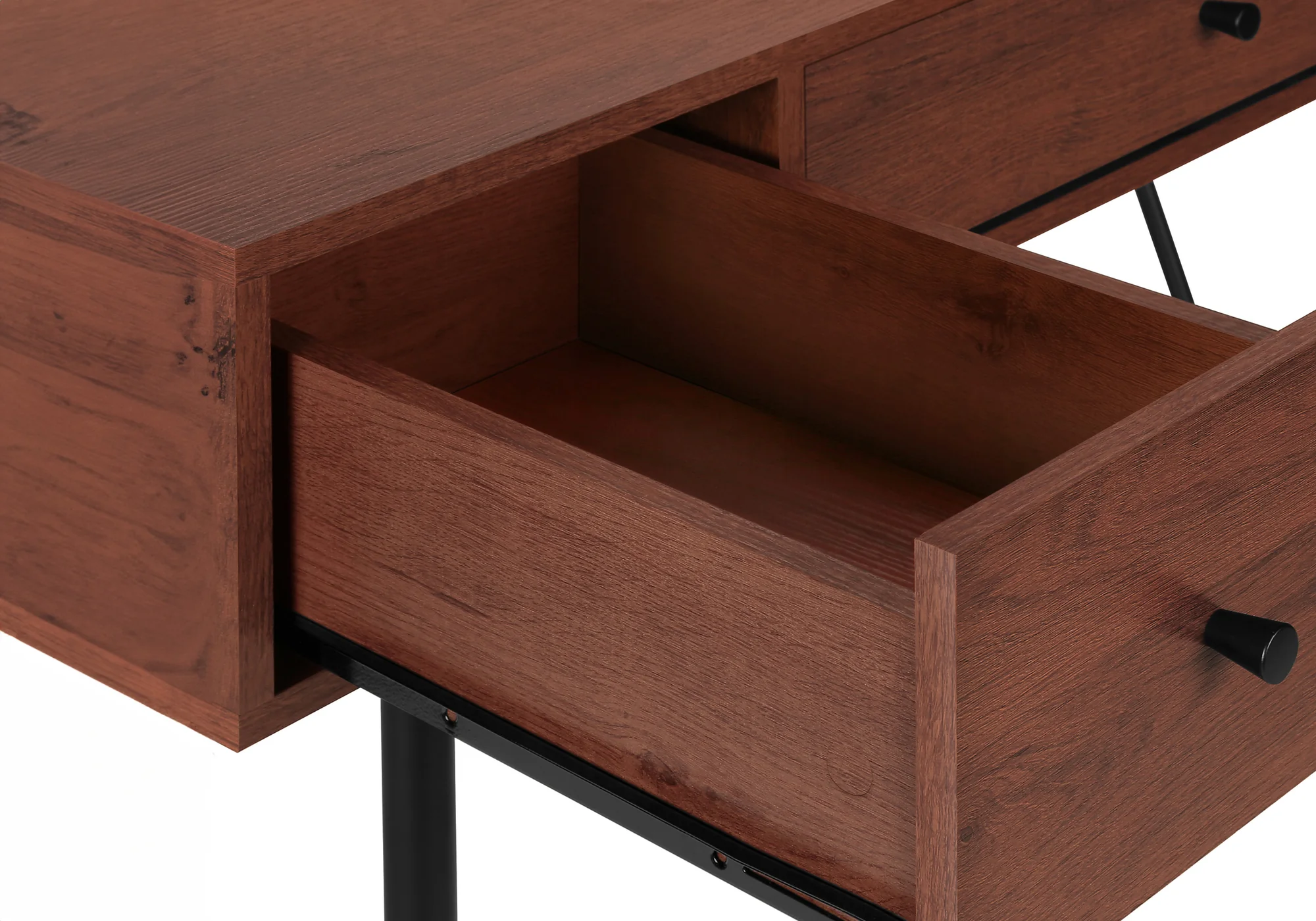 Cherry Wood 47" Industrial-Style Contemporary Computer Desk with Storage - Image 4