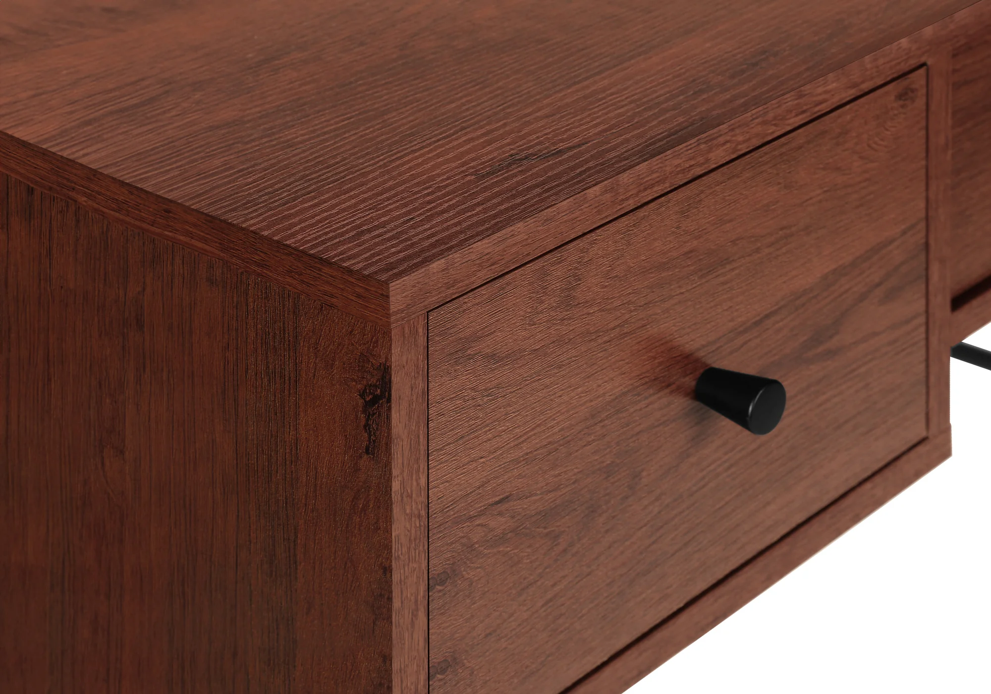 Cherry Wood 47" Industrial-Style Contemporary Computer Desk with Storage - Image 5