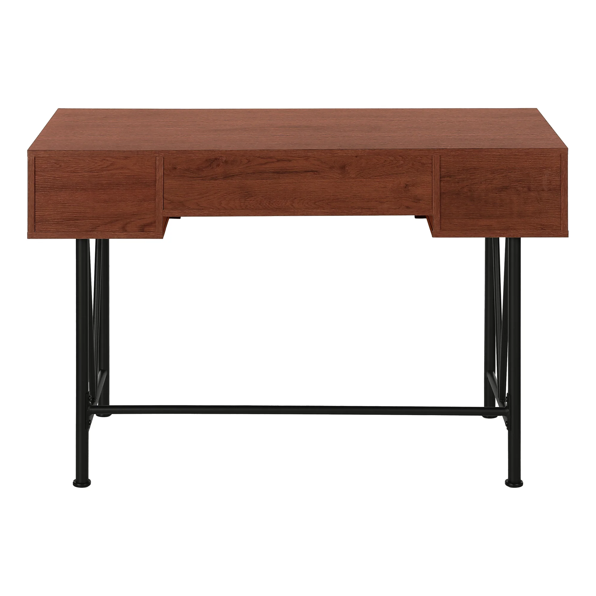 Cherry Wood 47" Industrial-Style Contemporary Computer Desk with Storage - Image 7
