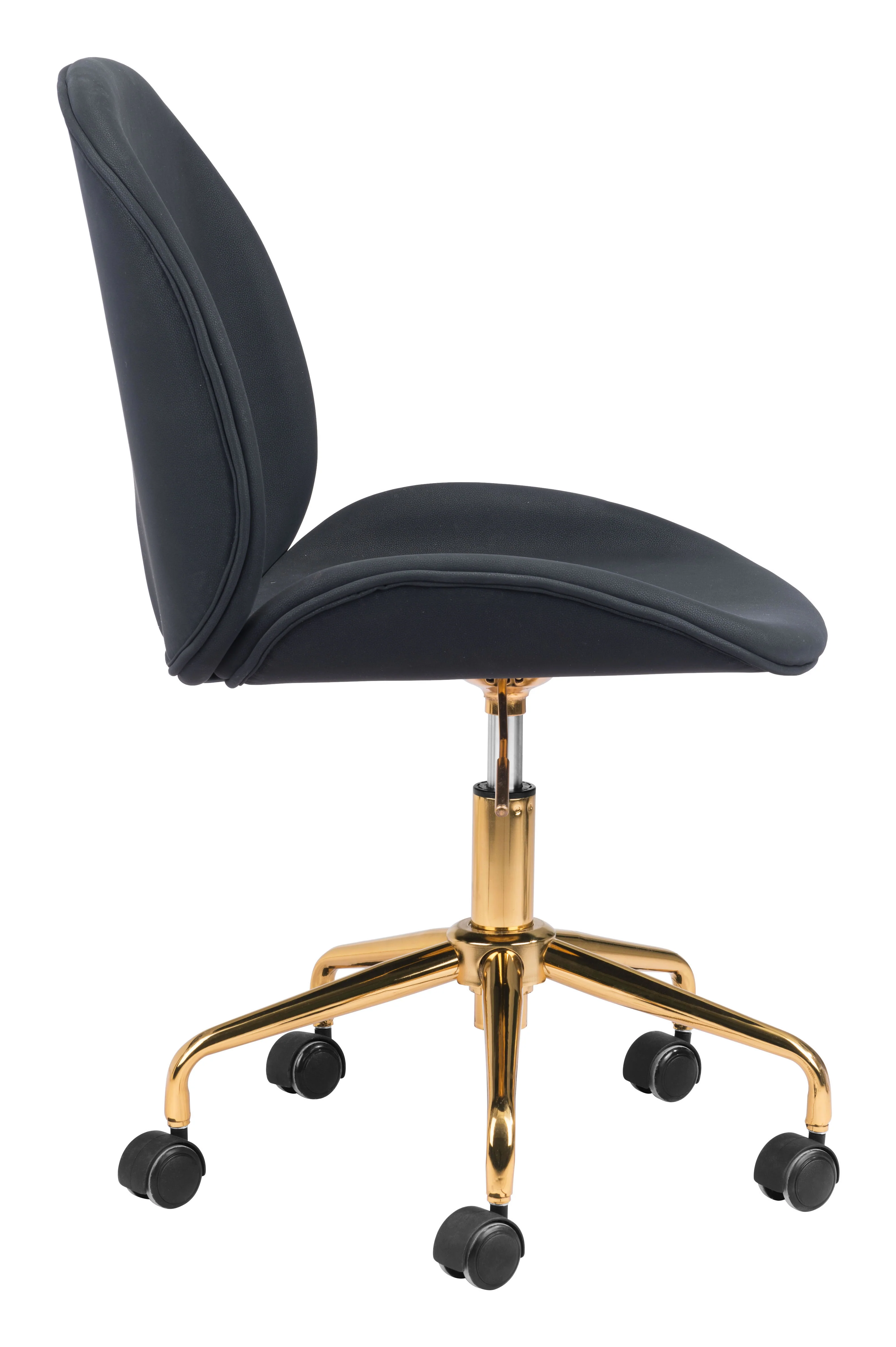 Chic Black and Gold Modern Armless Office Chair - Image 3