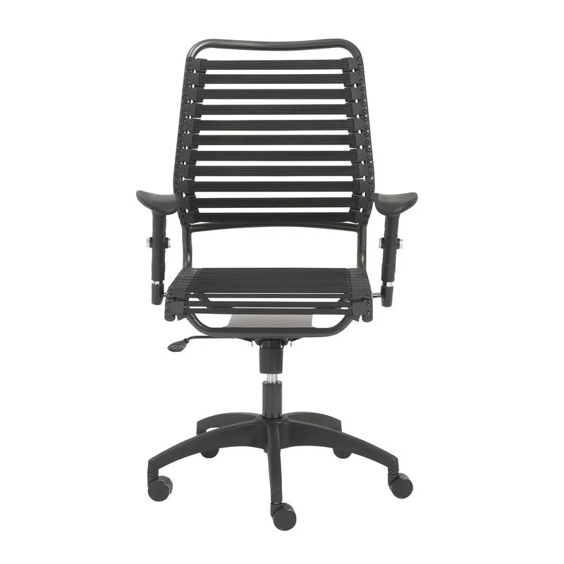 Classic Black Flat High Back Office Chair w/ Bungee Bands - Image 5