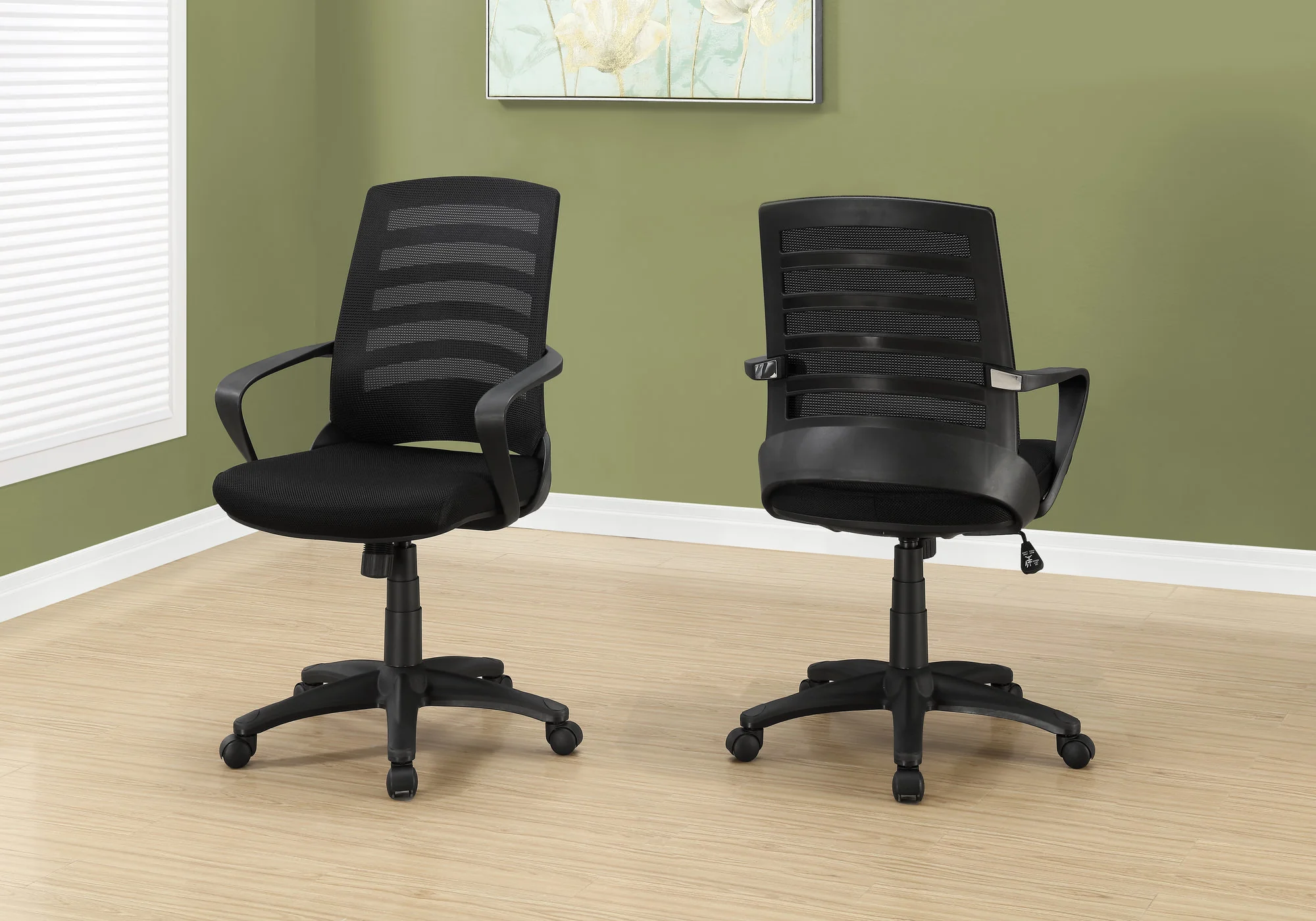 Classic Rolling Black Mesh Office Chair - Image 2