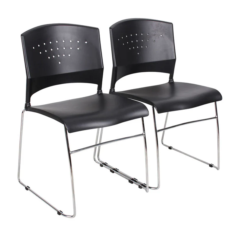 Classic Stackable Black & Chrome Guest or Conference Chairs (Set of 4) - Image 2