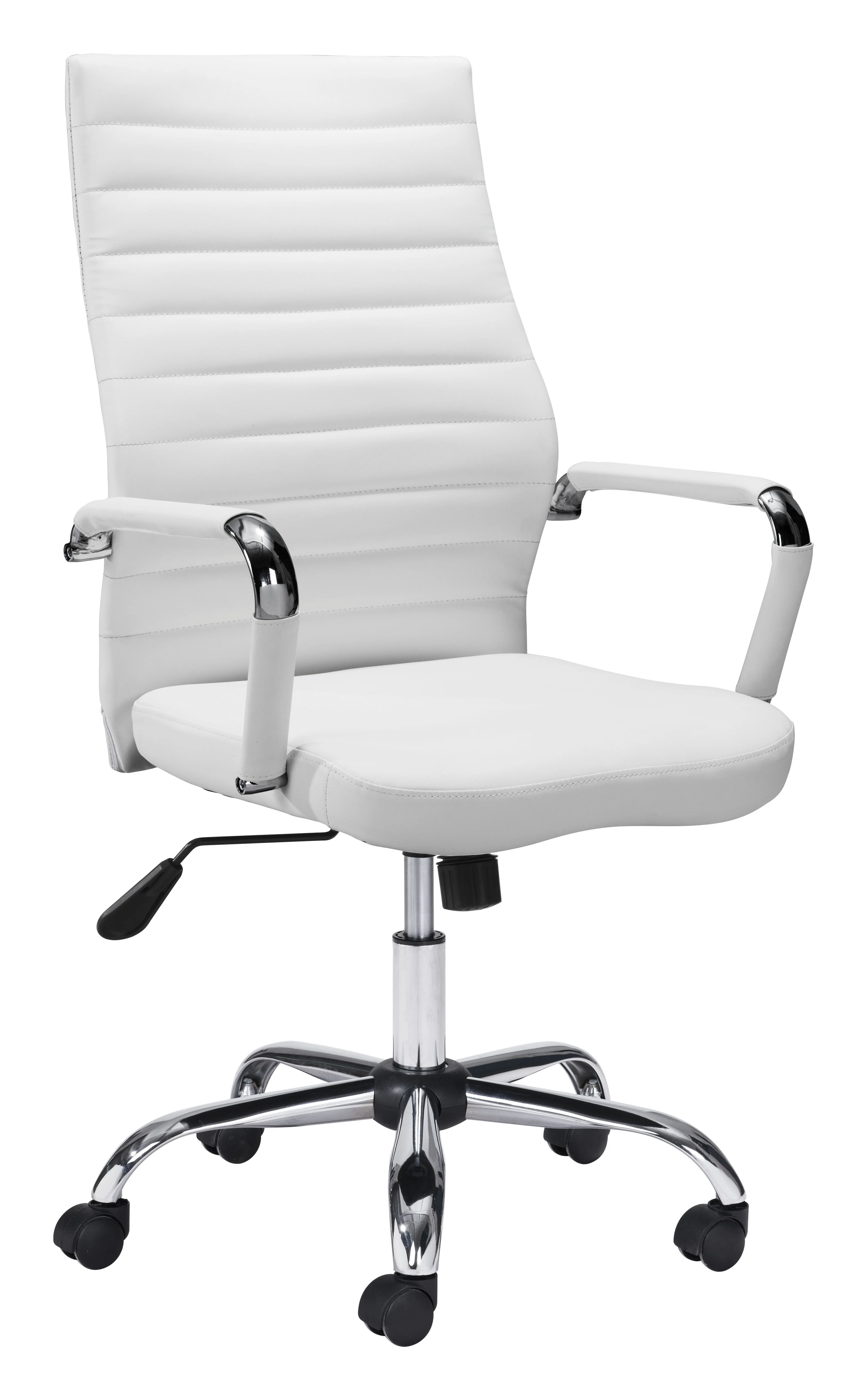Classic White High Back Office Chair on Chrome Base - Image 2