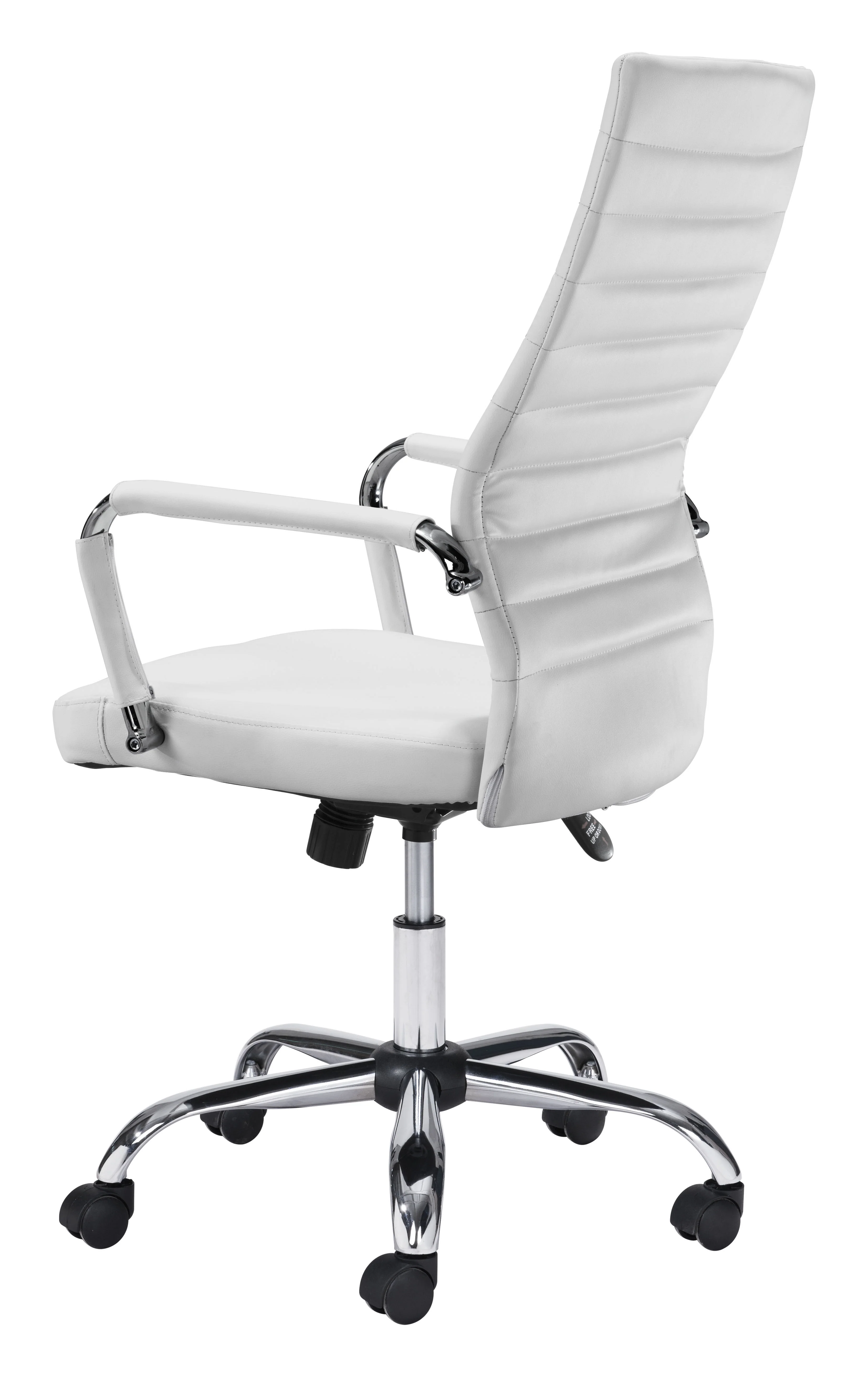 Classic White High Back Office Chair on Chrome Base - Image 4