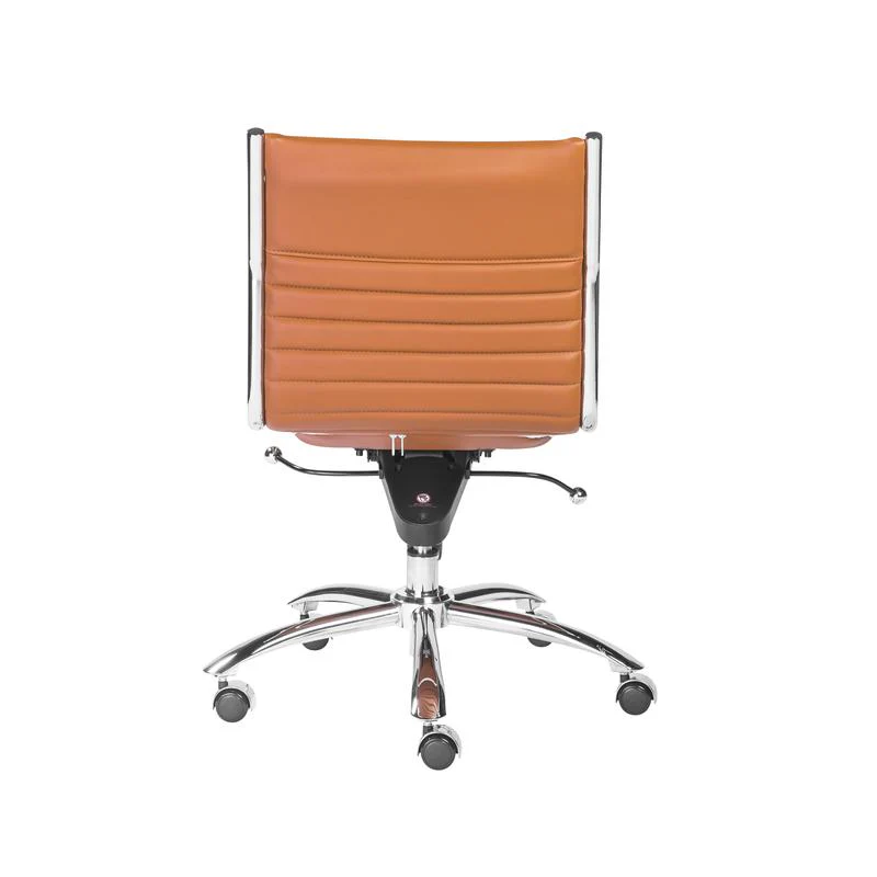Armless Cognac Leatherette Modern Office Chair - Image 5