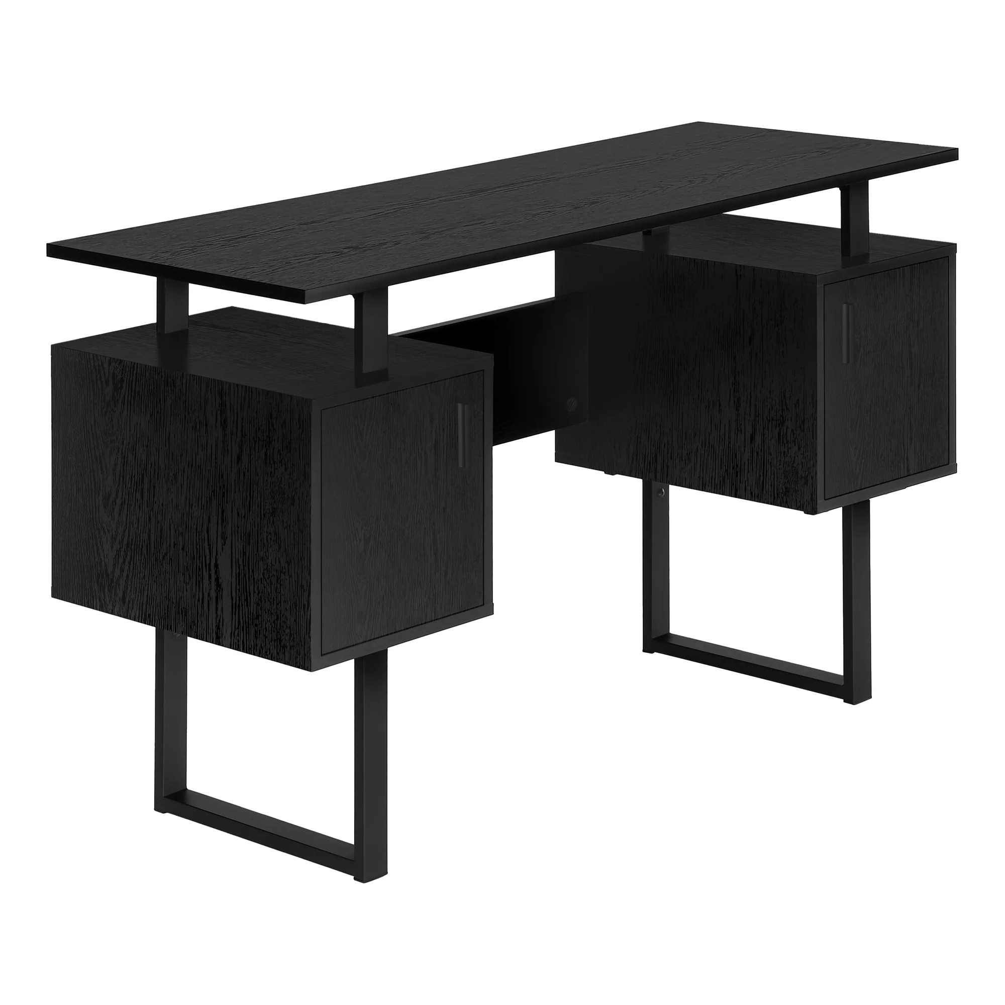Contemporary 47" Black Computer Desk with Storage Cabinets - Image 4