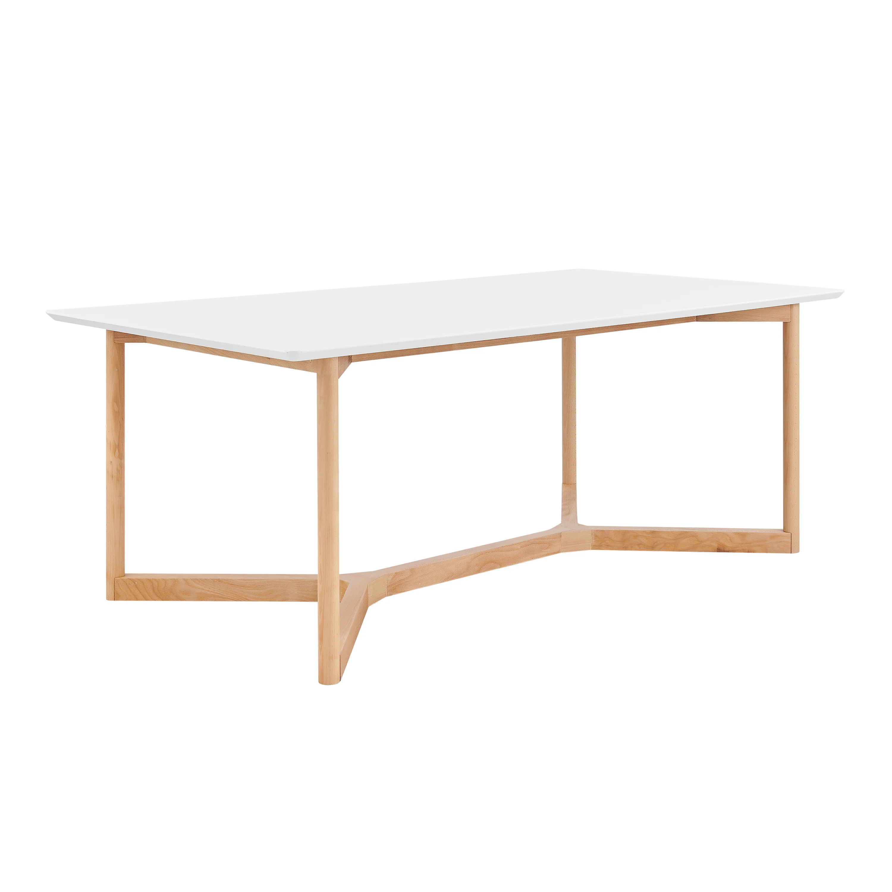 Scandinavian 79" Office Desk with Matte White Lacquer Top & Beech Wood Base - Image 2