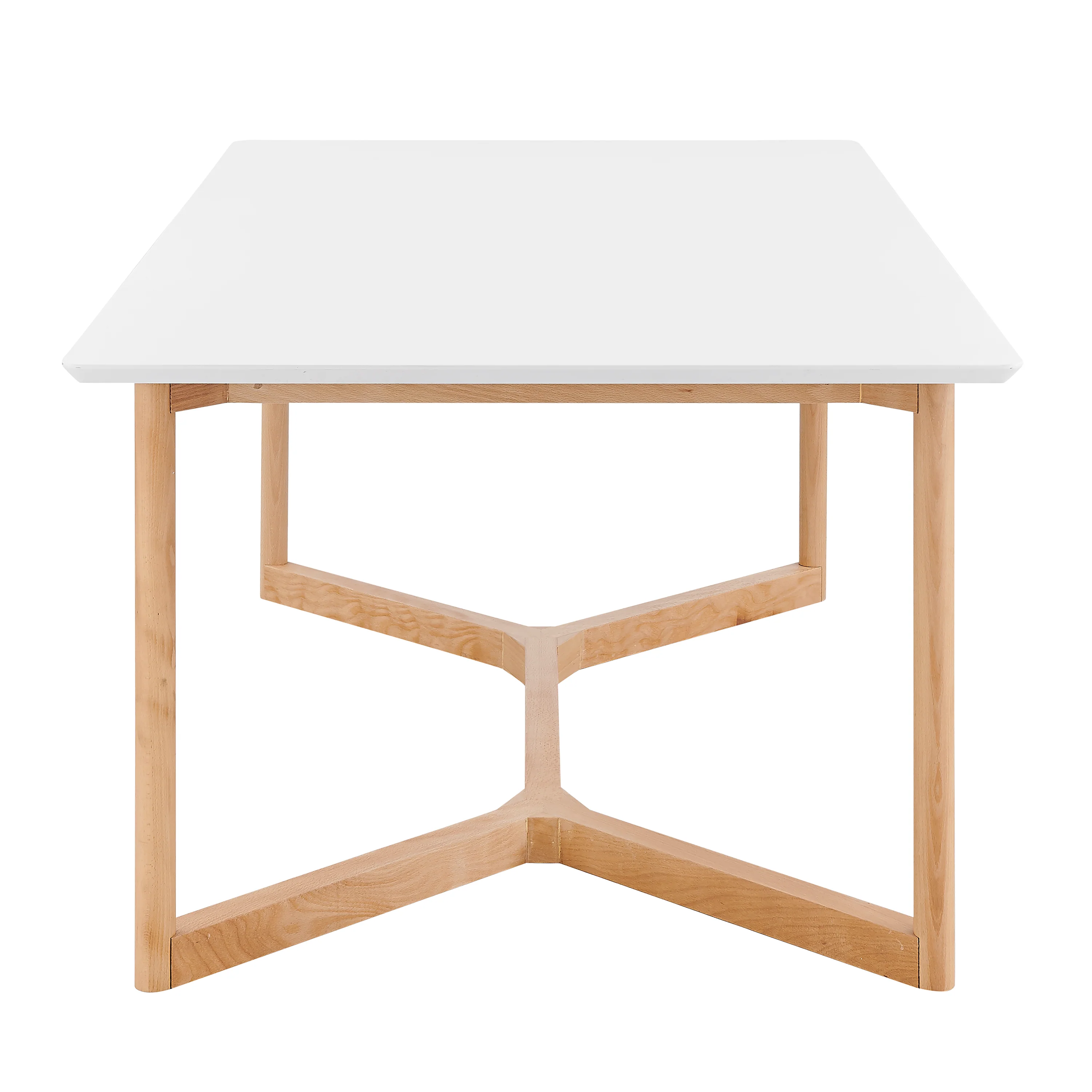 Scandinavian 79" Office Desk with Matte White Lacquer Top & Beech Wood Base - Image 3