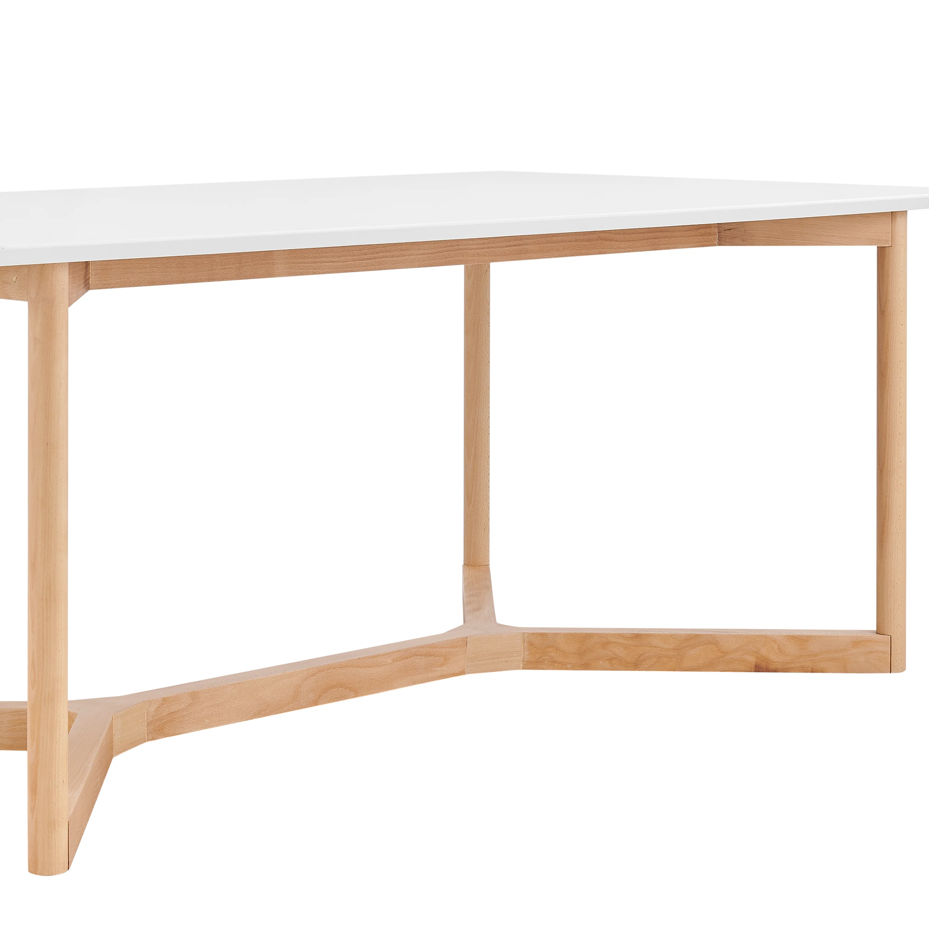 Scandinavian 79" Office Desk with Matte White Lacquer Top & Beech Wood Base - Image 4