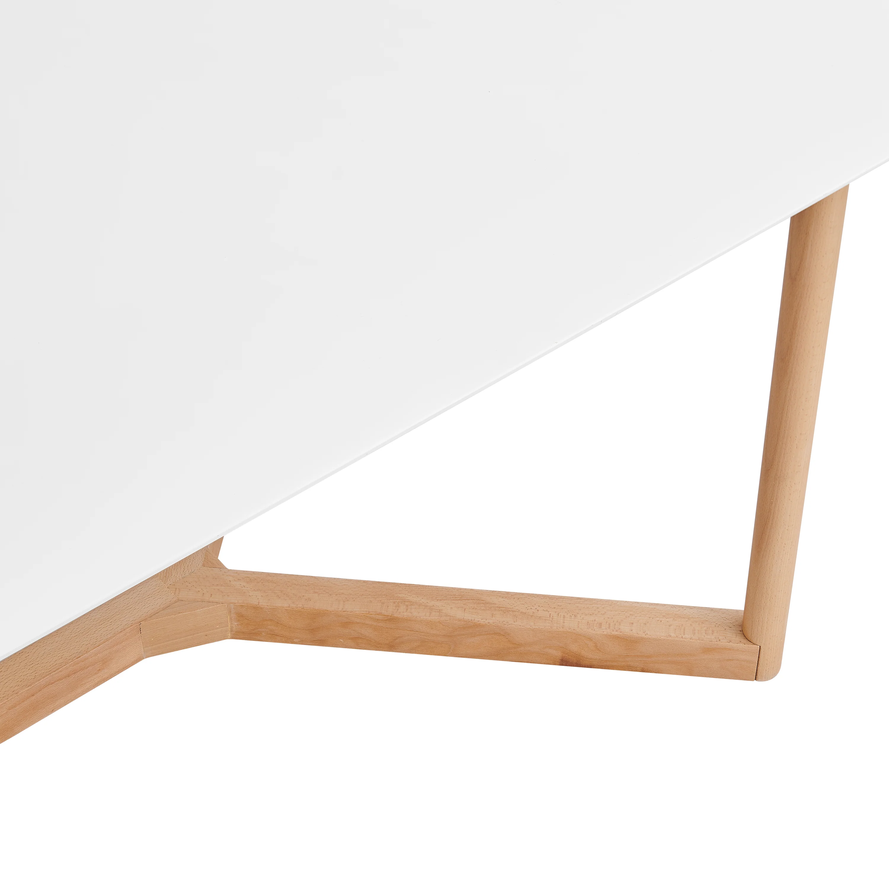 Scandinavian 79" Office Desk with Matte White Lacquer Top & Beech Wood Base - Image 5