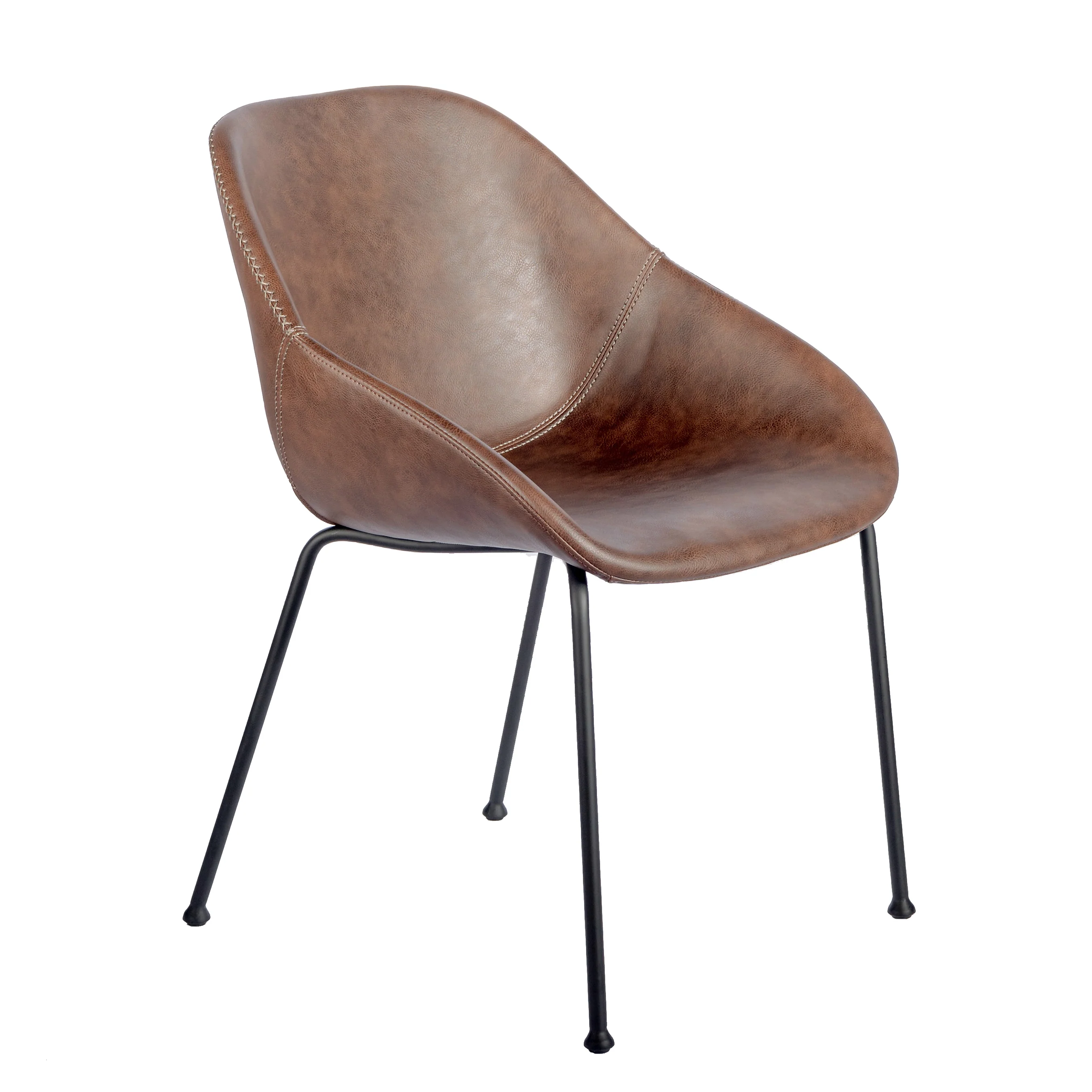 Dark Brown Conference / Guest Chair with Black Steel Base (Set of 2) - Image 2