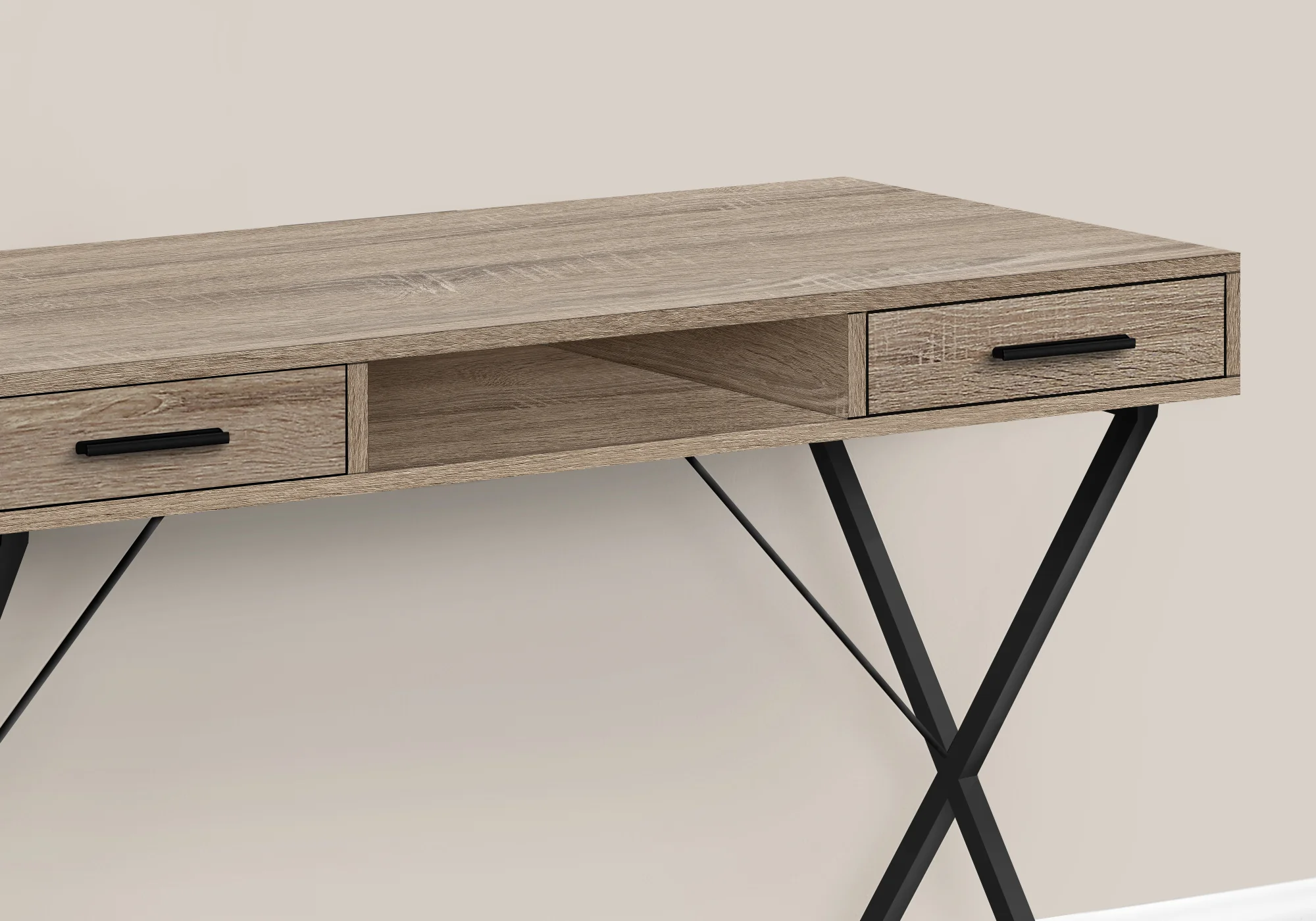 Dark Taupe 42" Trestle Workstation with Storage - Image 3
