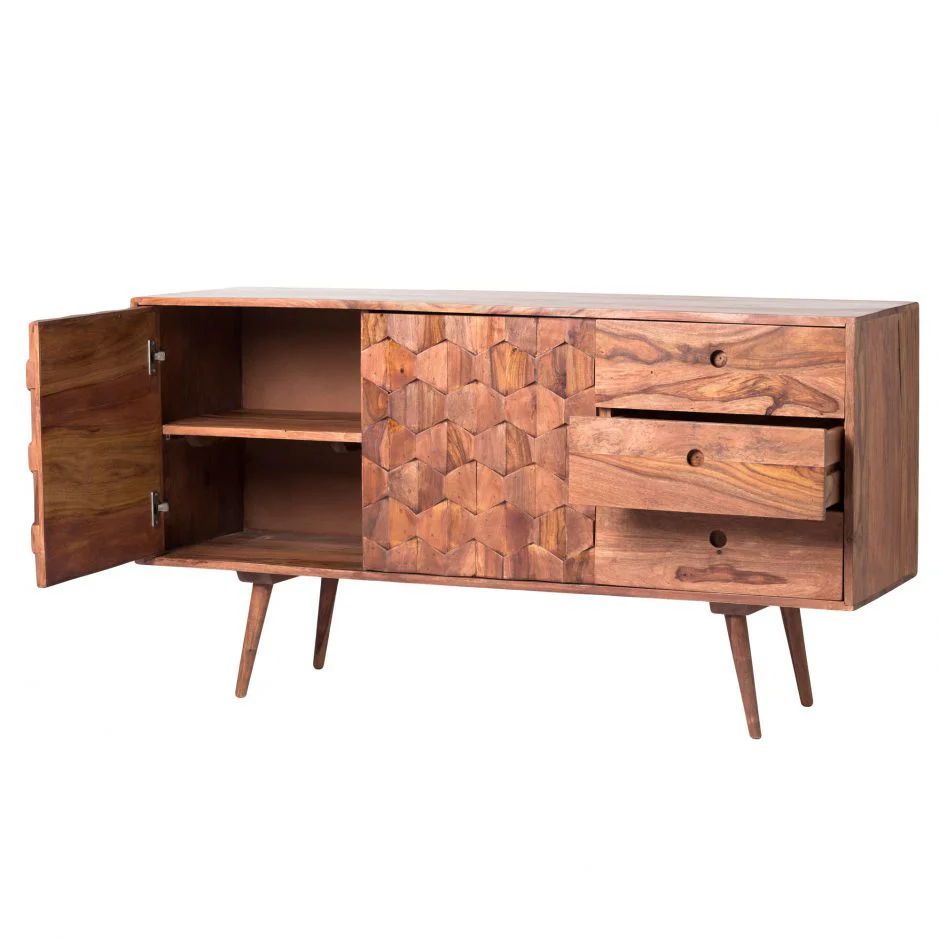 Elegant 53" Solid Wood Office Desk with Unique Patterned Drawer Fronts - Image 7
