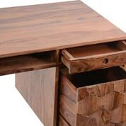Elegant 53" Solid Wood Office Desk with Unique Patterned Drawer Fronts - Image 8