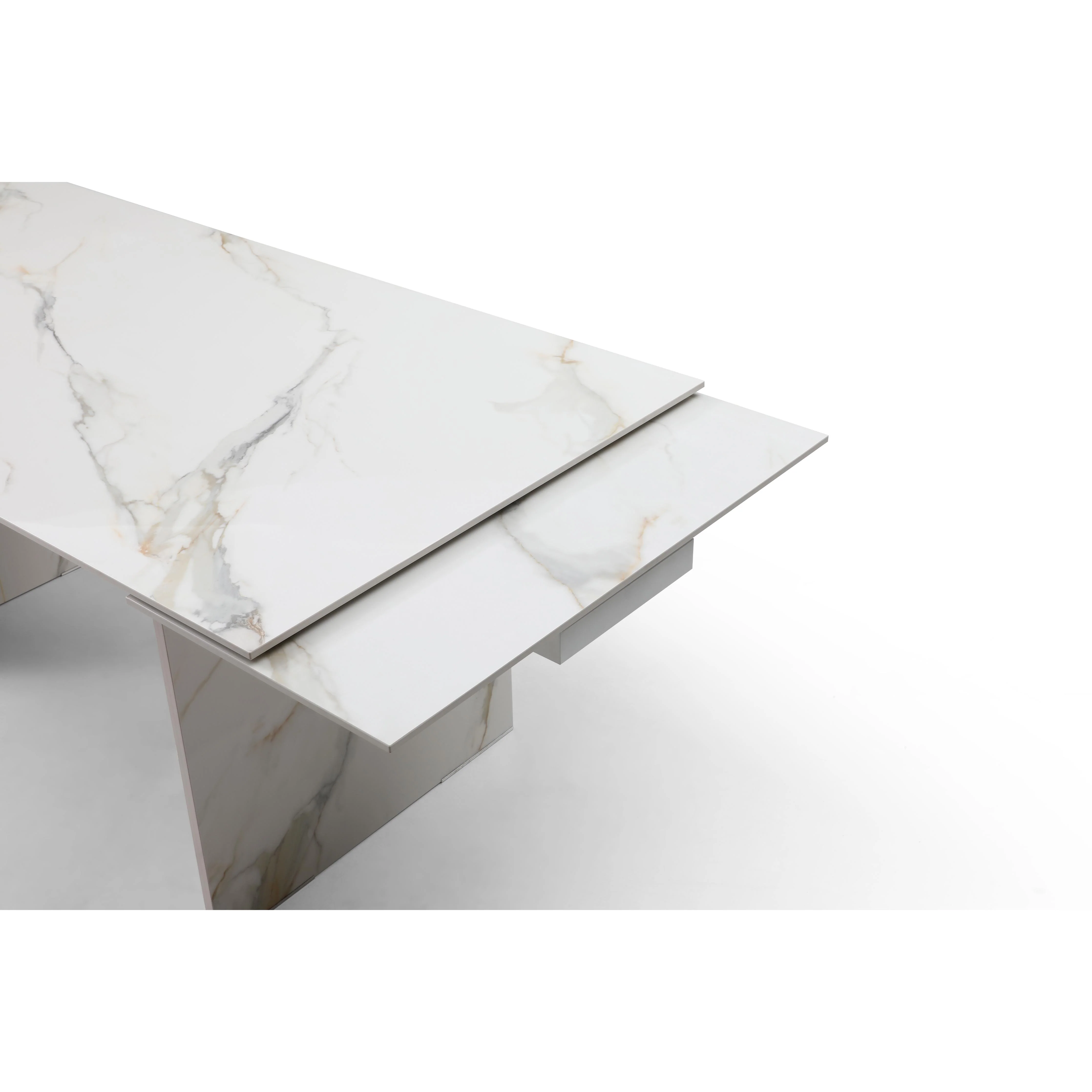 71" - 106" Extendable White Ceramic Executive Desk or Conference Table - Image 4