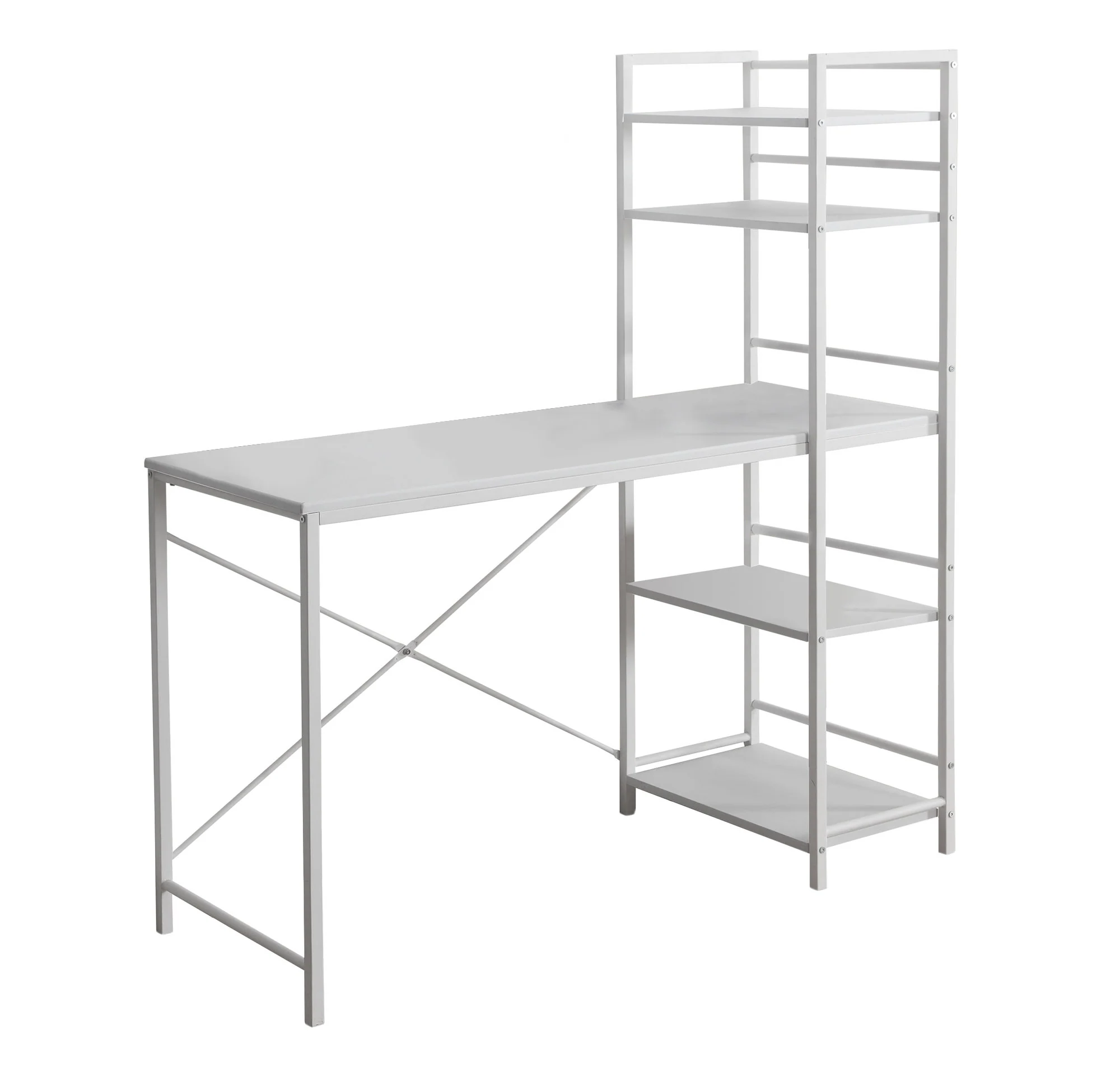 Farmhouse Desk with Ladder Bookcase in White - Image 2