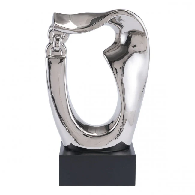 Fluid Silver Desktop Sculpture w/ Chain Link - Image 2