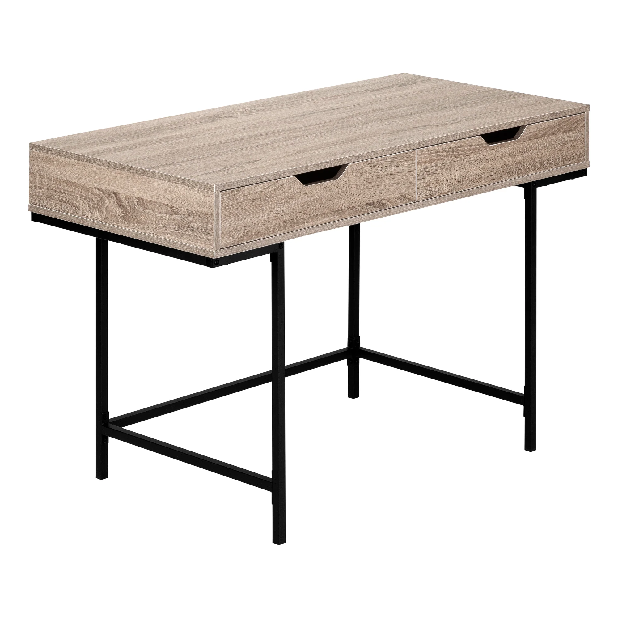 Geometric 2-Drawer Desk in Dark Taupe - Image 2