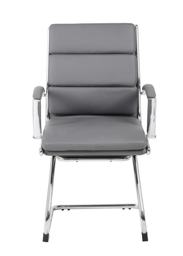 Gray Faux Leather & Chrome S-Design Guest Chair - Image 2