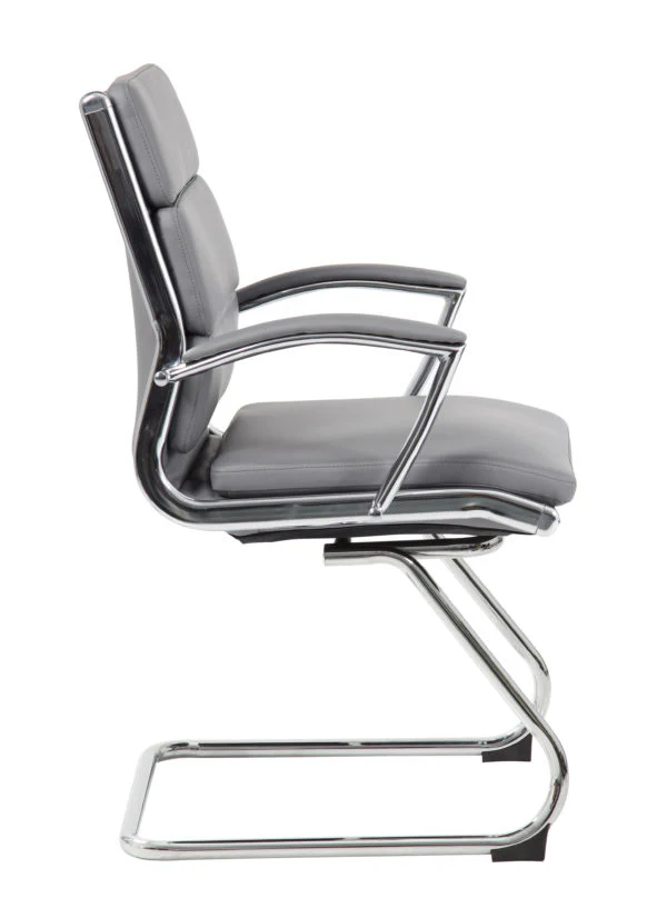 Gray Faux Leather & Chrome S-Design Guest Chair - Image 3