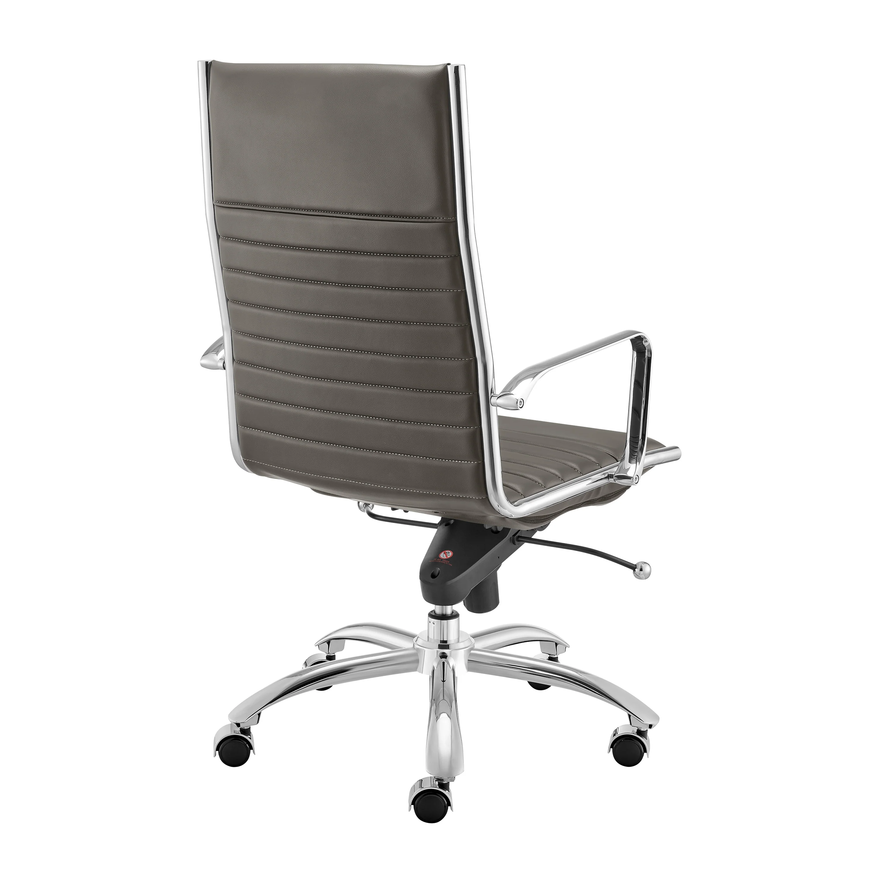 Gray Leather & Chrome High Back Modern Office Chair - Image 4