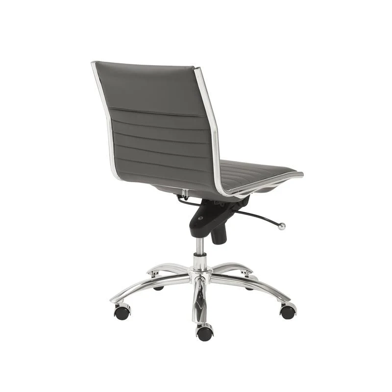 Armless Gray Leatherette Modern Office Chair - Image 4