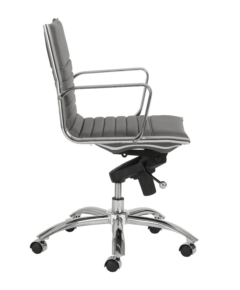 Low-Back Modern Office Chair in Gray Leatherette and Chrome by Euro Style - Image 3