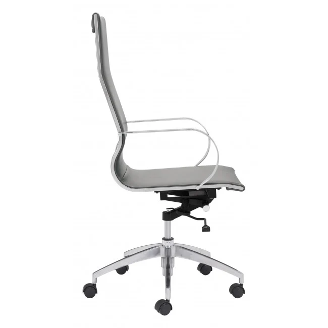 Sleek Gray Leatherette High-Back Office Chair - Image 2
