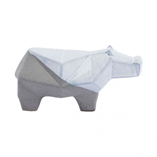 Multi-Faceted Gray & White Hippo Desktop Sculpture - Image 2