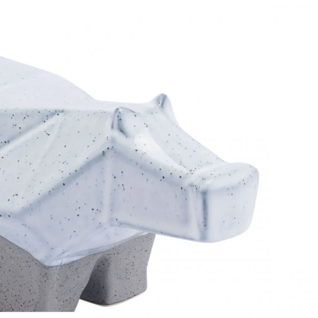 Multi-Faceted Gray & White Hippo Desktop Sculpture - Image 4