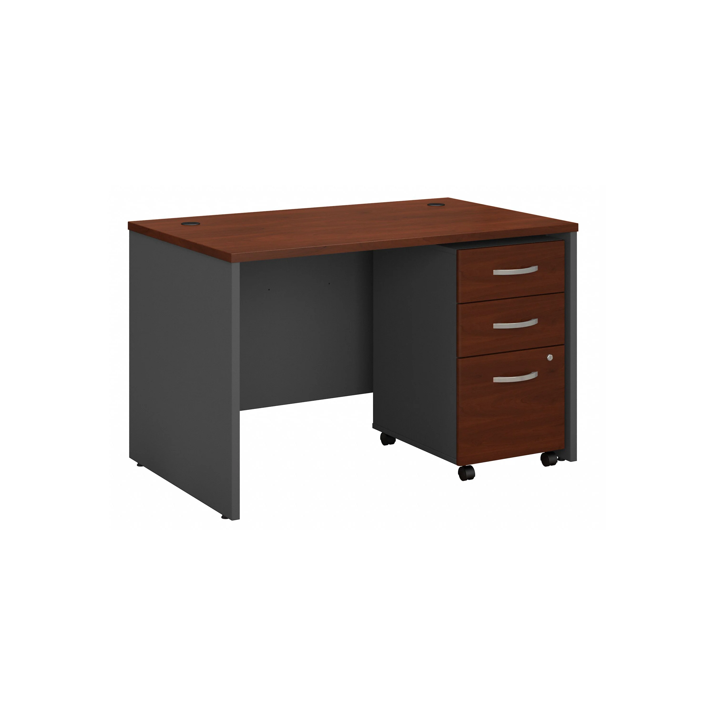 Hansen Cherry 48" Modern Office Desk with Mobile Pedestal - Image 2