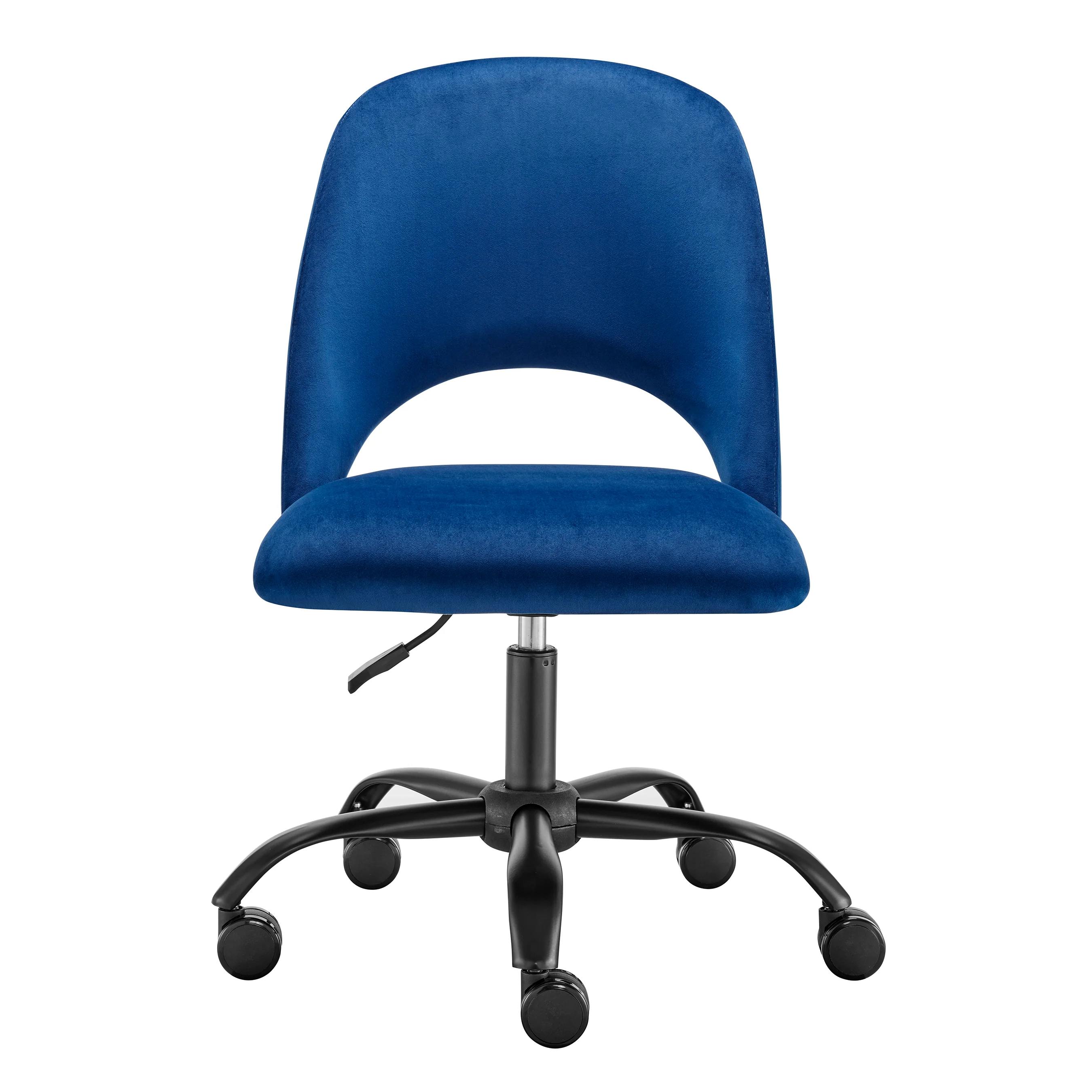 Height Adjustable Rolling Office Chair in Blue Velvet