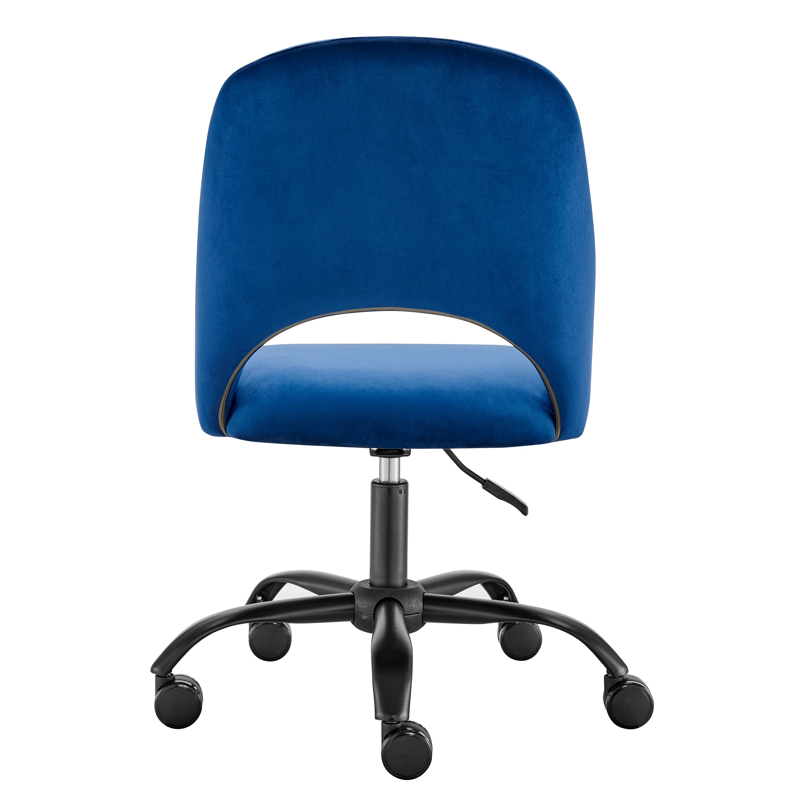 Height Adjustable Rolling Office Chair in Blue Velvet - Image 5