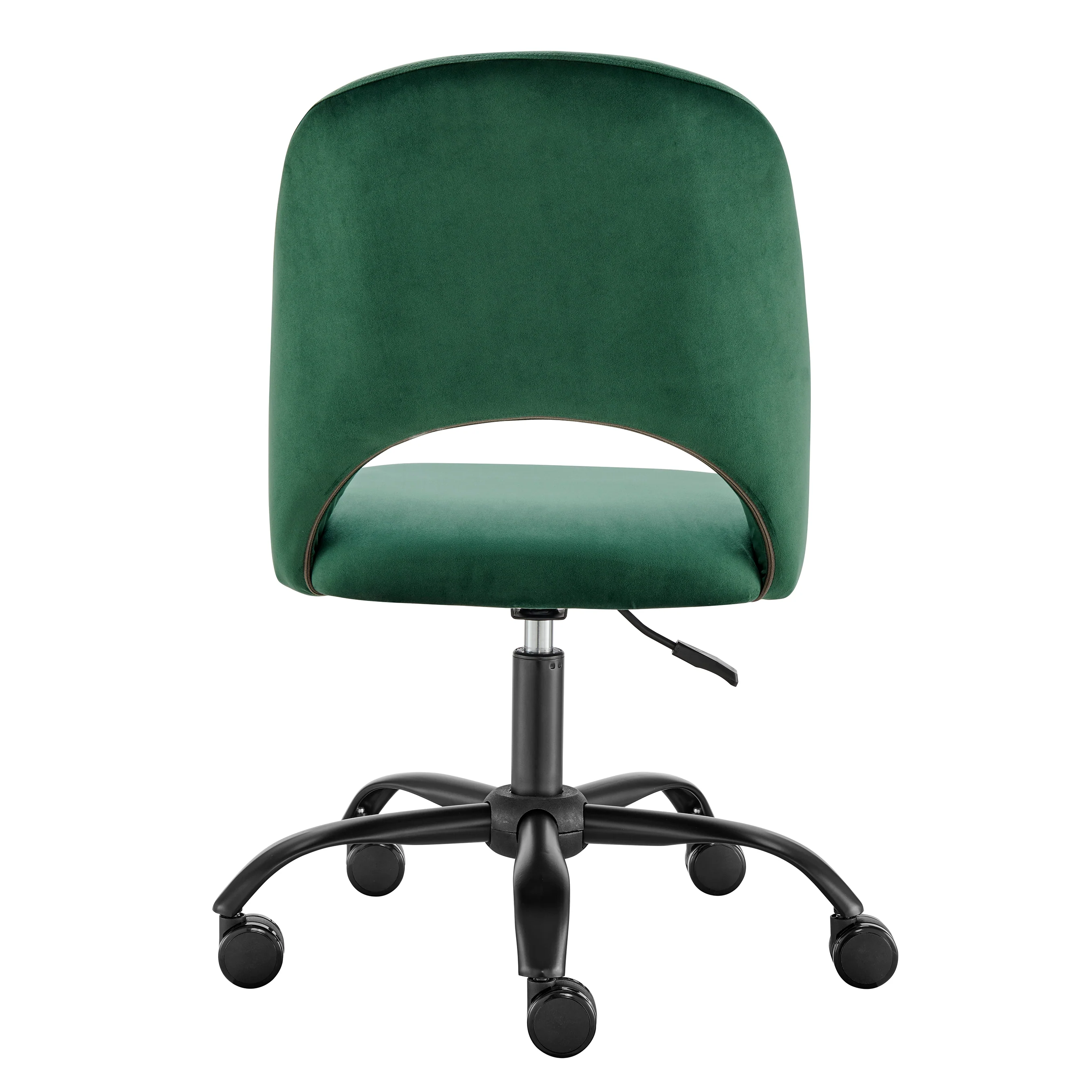 Height Adjustable Rolling Office Chair in Green Velvet - Image 6