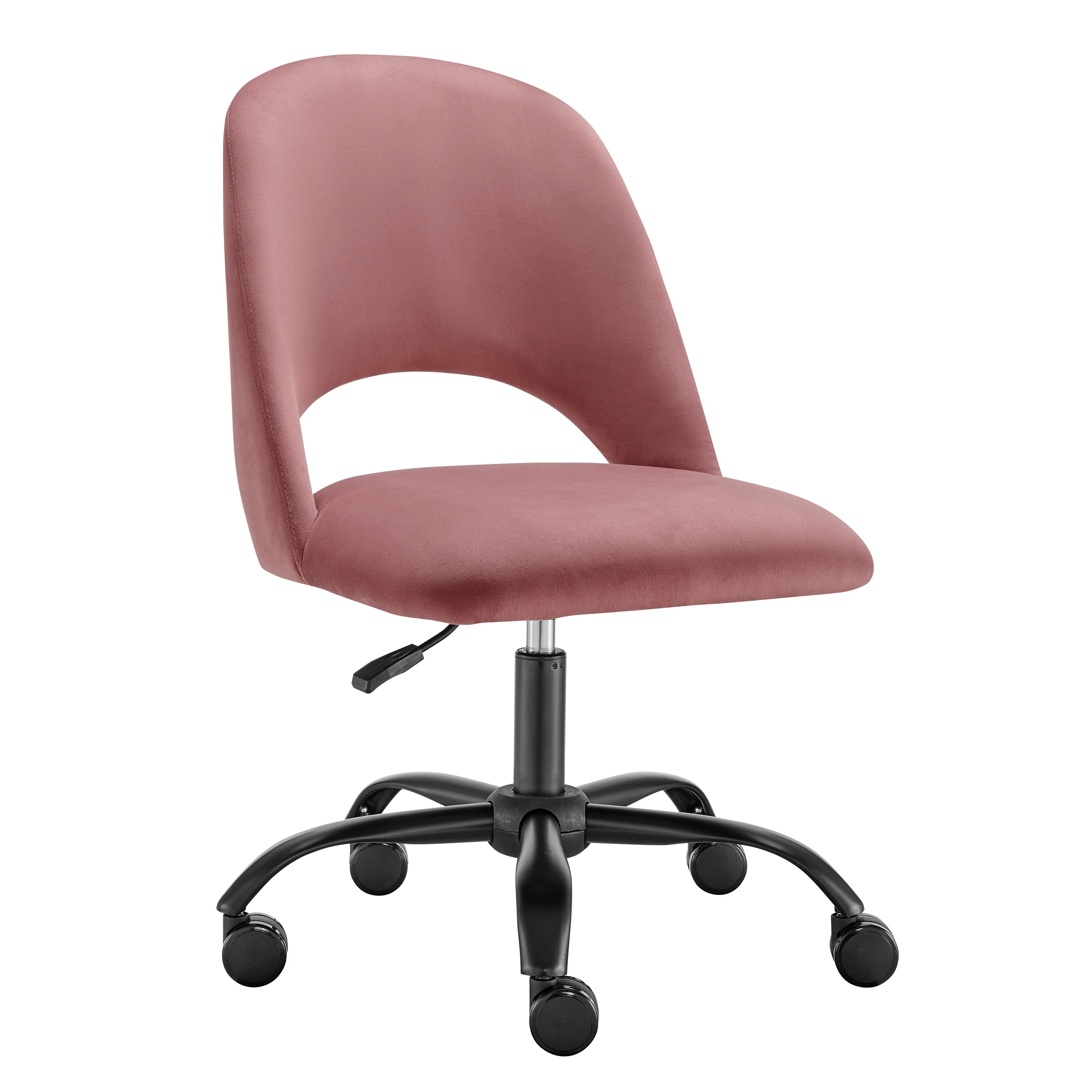 Height Adjustable Rolling Office Chair in Rose Velvet - Image 3