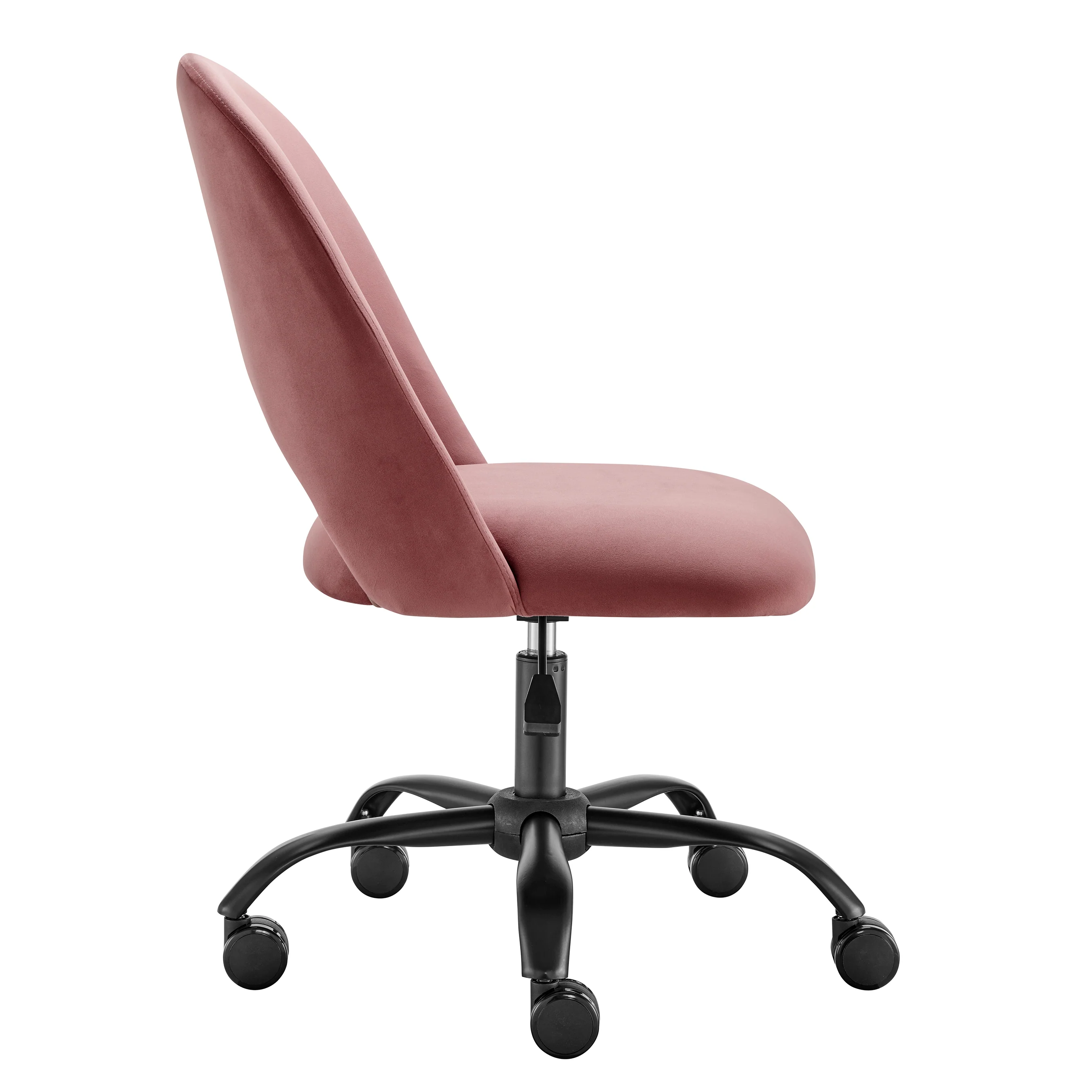 Height Adjustable Rolling Office Chair in Rose Velvet - Image 4