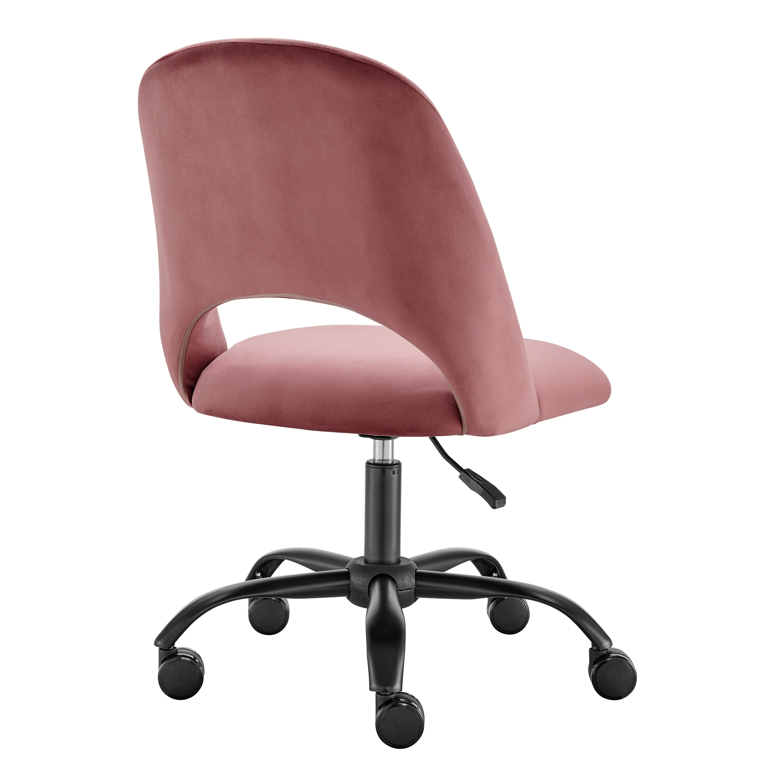 Height Adjustable Rolling Office Chair in Rose Velvet - Image 5