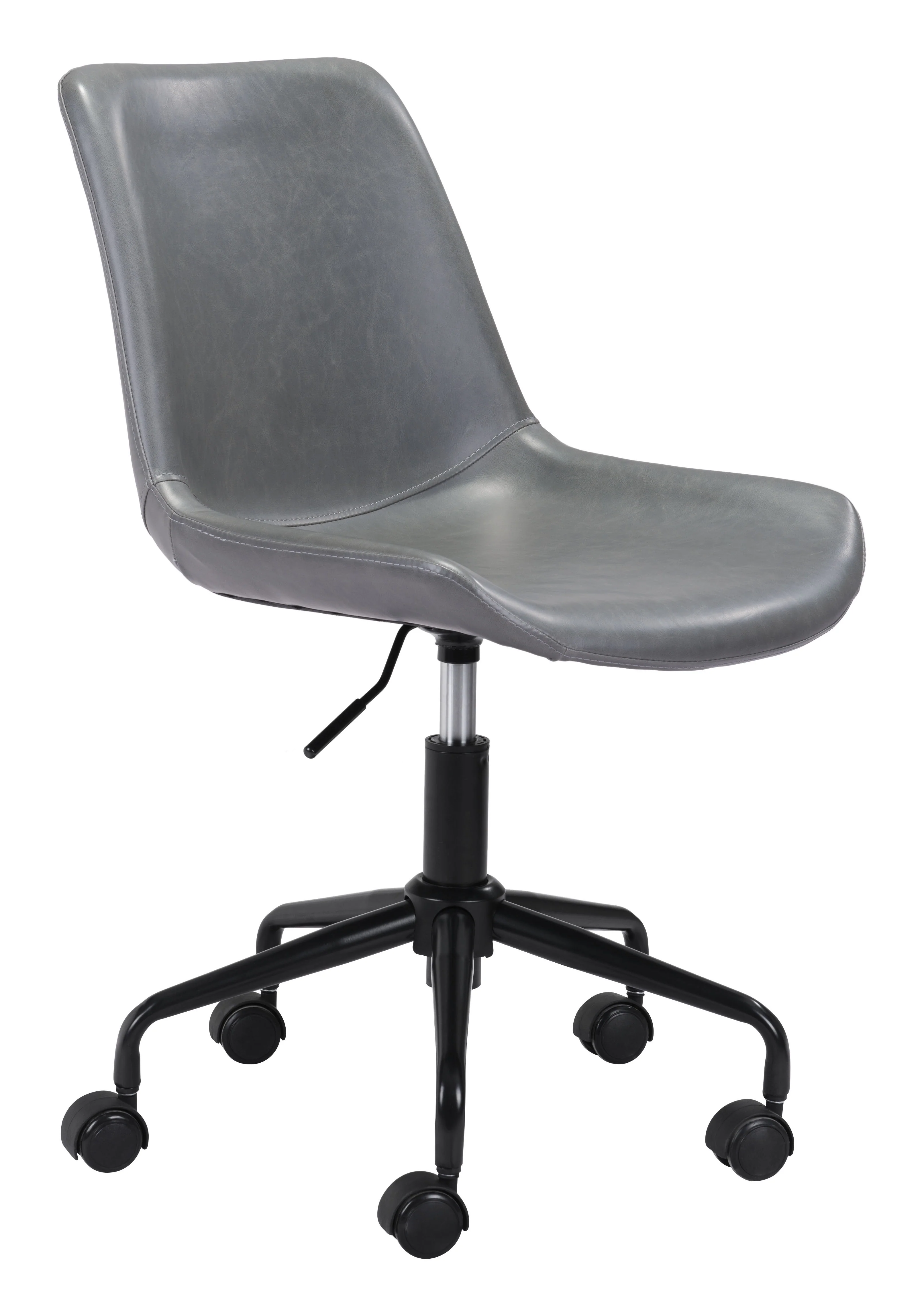 Matte Gray Mid-Century Modern Armless Office Chair - Image 2