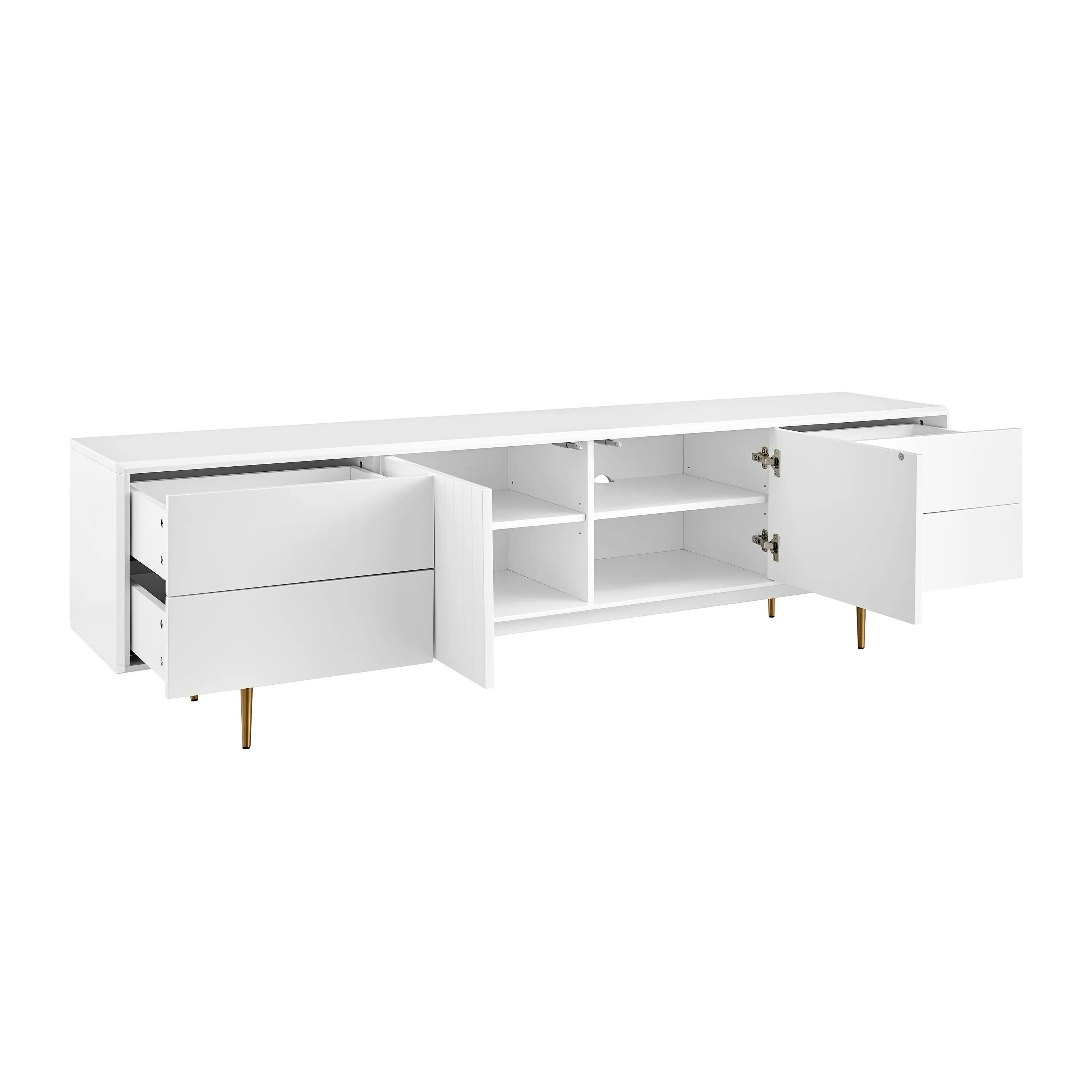 Matte White & Brass 79" Credenza - Image 3